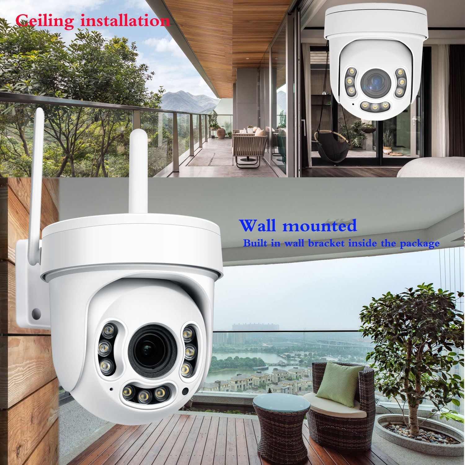 4K 8MP Wireless Security IP Camera WiFi PTZ Dome 2.7-13.5mm 5X Optical Zoom Autofocus Human Tracking 2-Way Audio Color Night Version Waterproof SD TF Card Slot Camhipro