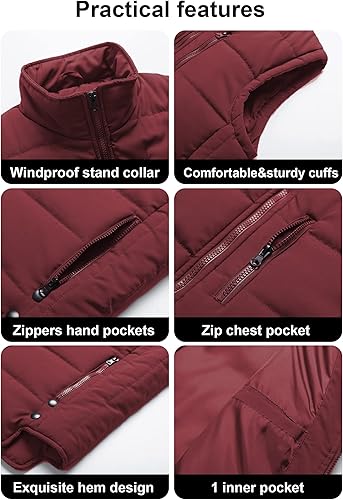 Miniatura 6 de Chrisuno Chalecos de invierno para mujer, ligeros, acolchados, chaleco utilitario