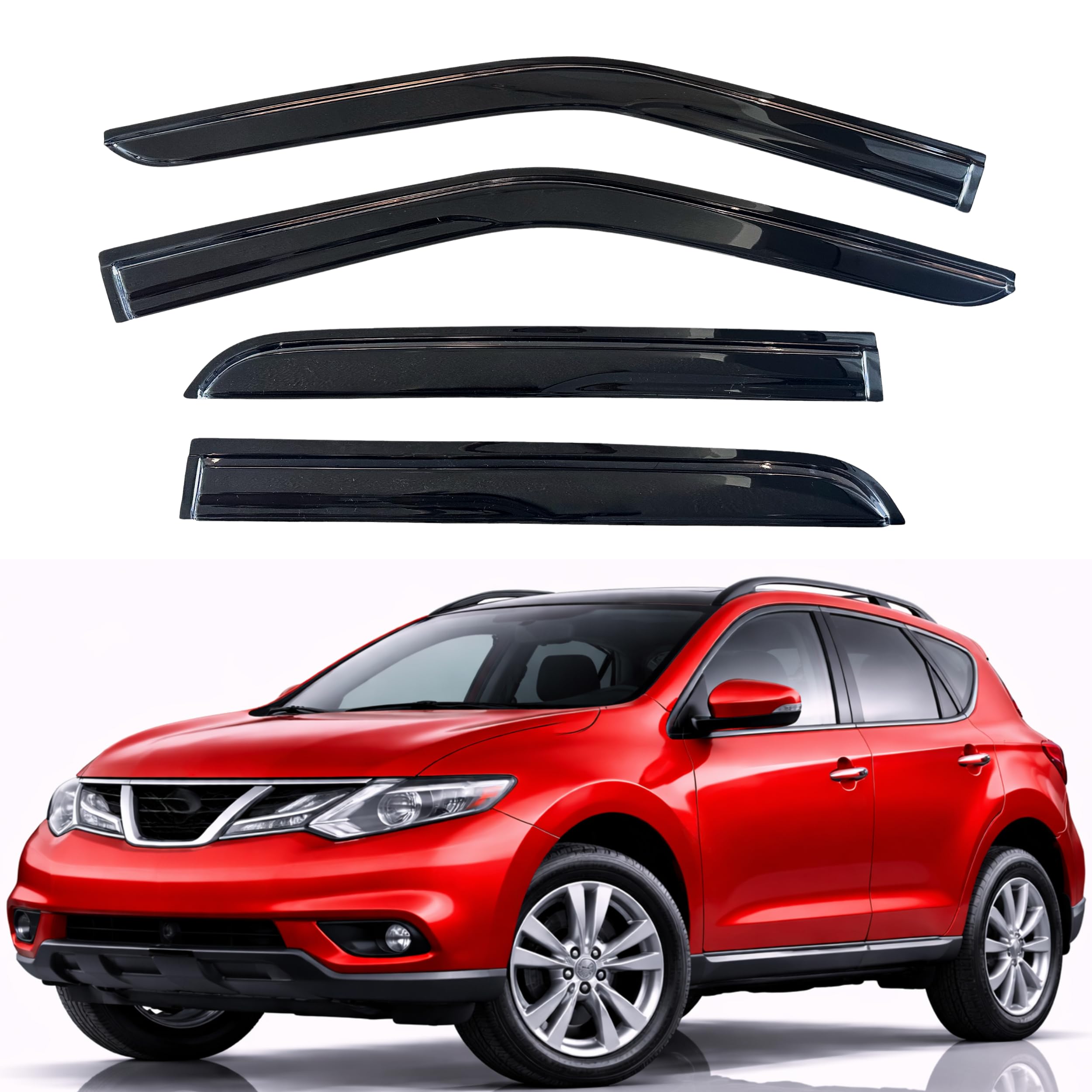 KPY Rain Guards Fit for 2009-2014 Nissan Murano, Out-Channel Window Visors Vent Wind Deflectors 4PC, Car Accessories for 09-14 Murano