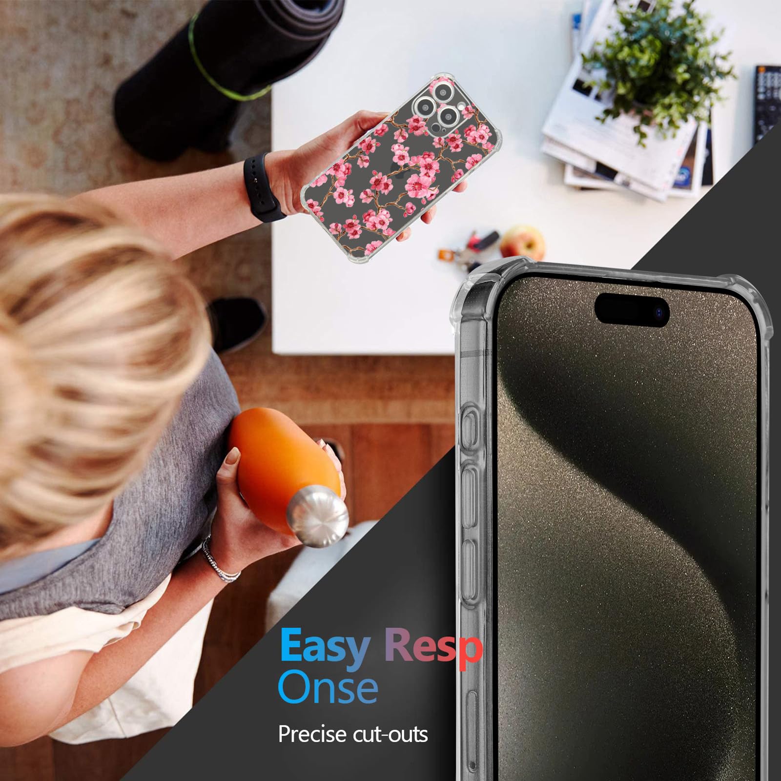 Amazon.com: Roemary Sakura Case for iPhone 16 Pro with Cherry