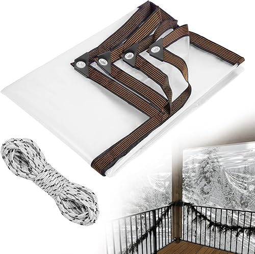 Miniatura 1 de Lona impermeable transparente gruesa de 13 x 9.8 pies, lona de polietileno transparente resistente a la lluvia de 5 mil para jardín, resistente al