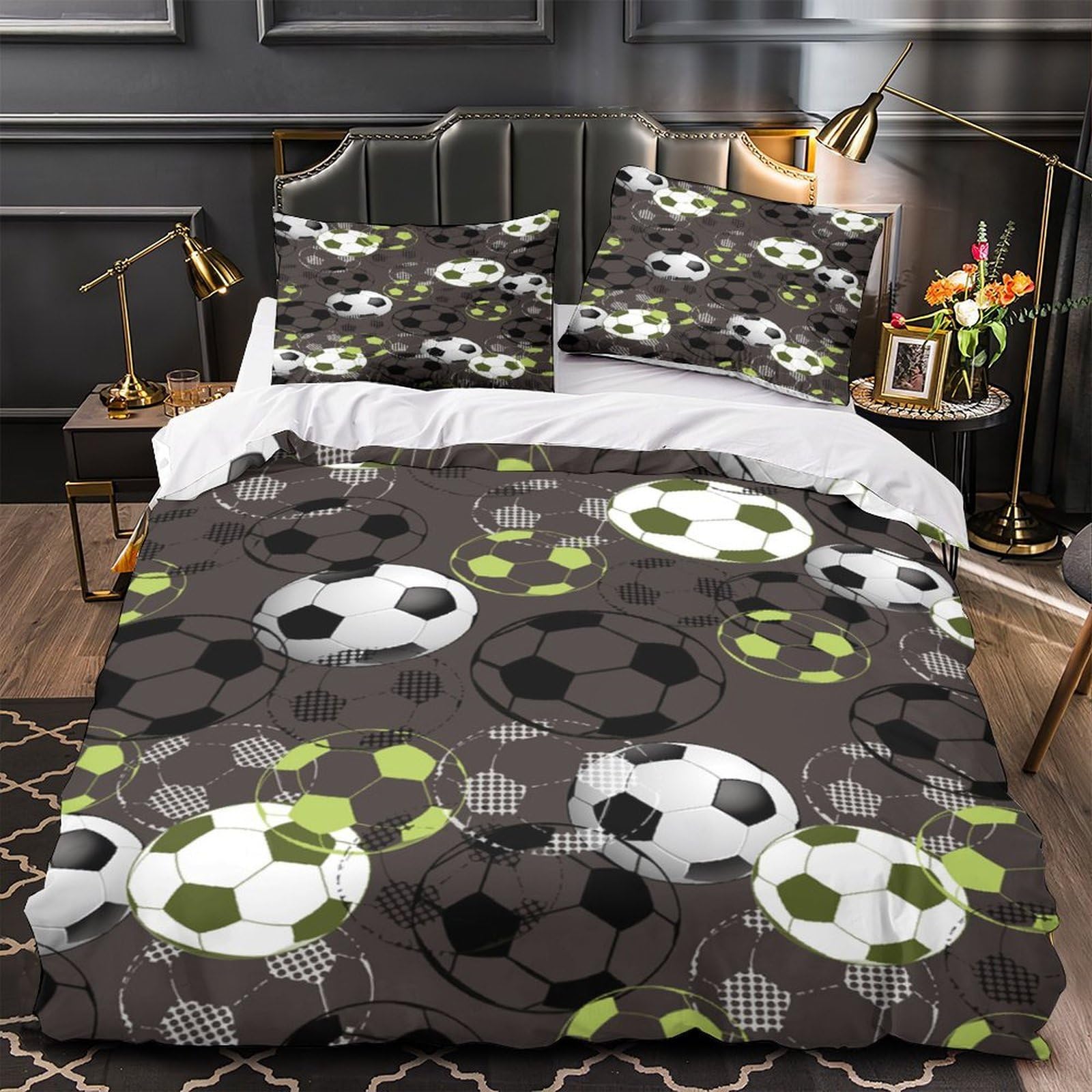 Housse de couette foot hypoallergénique en microfibre douce imprimée 3D
