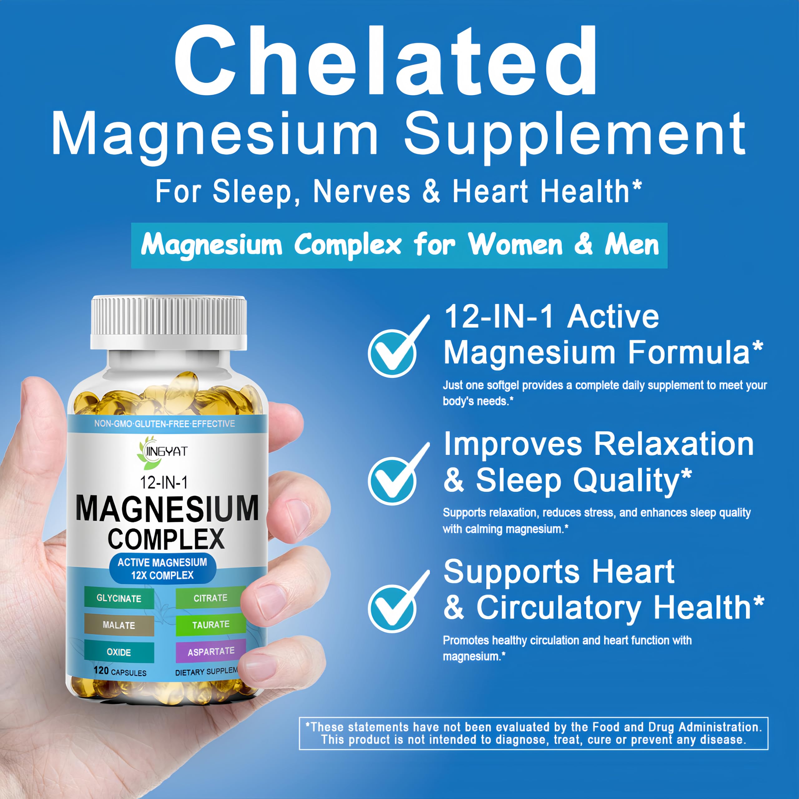 Magnesium Complex Softgels - 12-in-1 Magnesium Supplement with Glycinate,Citrate,Malate,Oxide,Taurate - High Absorption Magnesium Complex for Women & Men for Muscle, Heart, Sleep, Bone, Nerve Support — Amazon image 2