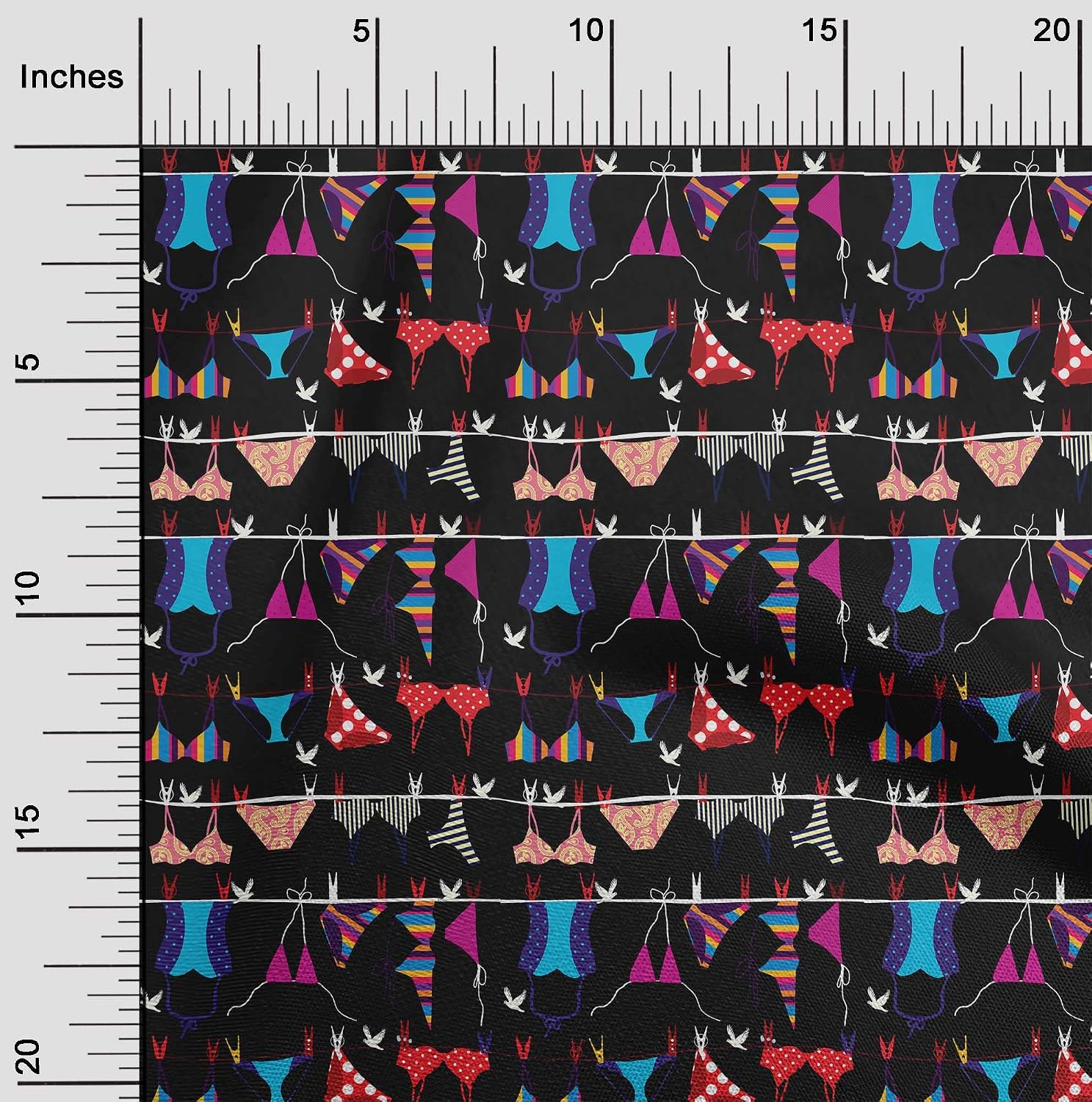 oneOone Cotton Flex Black Fabric Beach Wear Sewing Fabric By The Yard Printed DIY Clothing Sewing Supplies 40 Inch Wide
