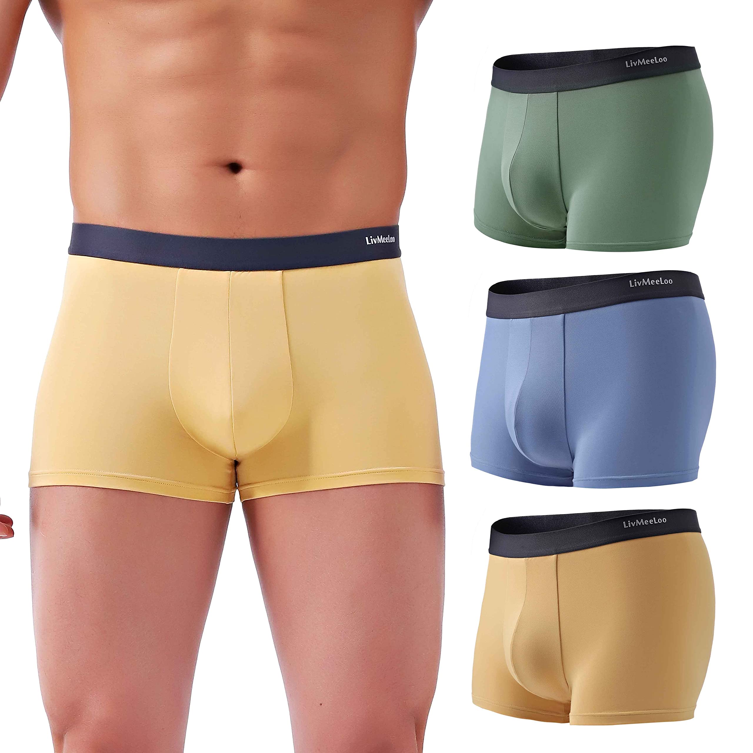 LIVMEELOO Men's Underwear 3 Pack Micro Modal Breathable Soft Comfy Trunks