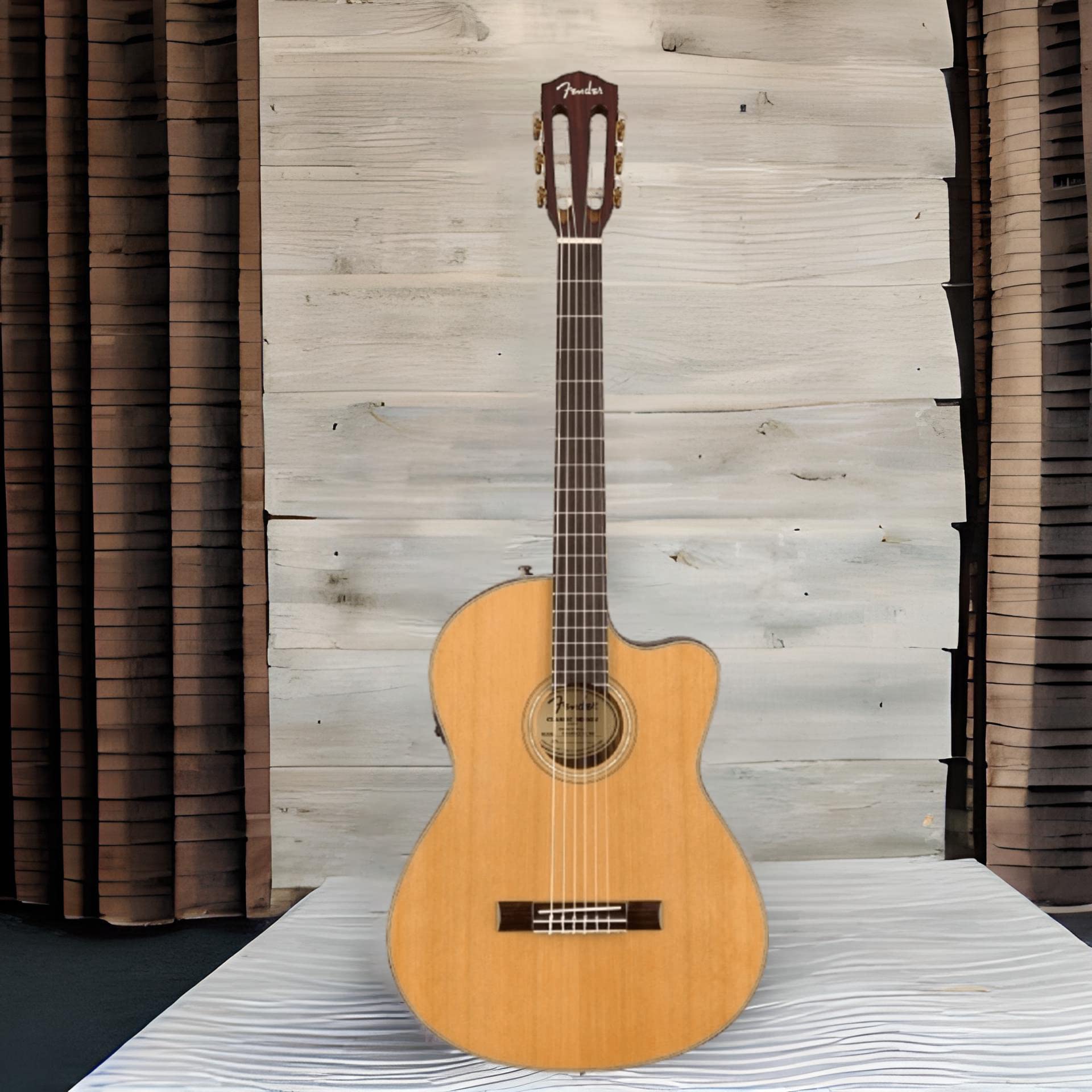 Fender CN-140SCE - Chitarra acustica in nylon, tastiera in noce, naturale con custodia, Include lezioni virtuali gratuite su Fender Play