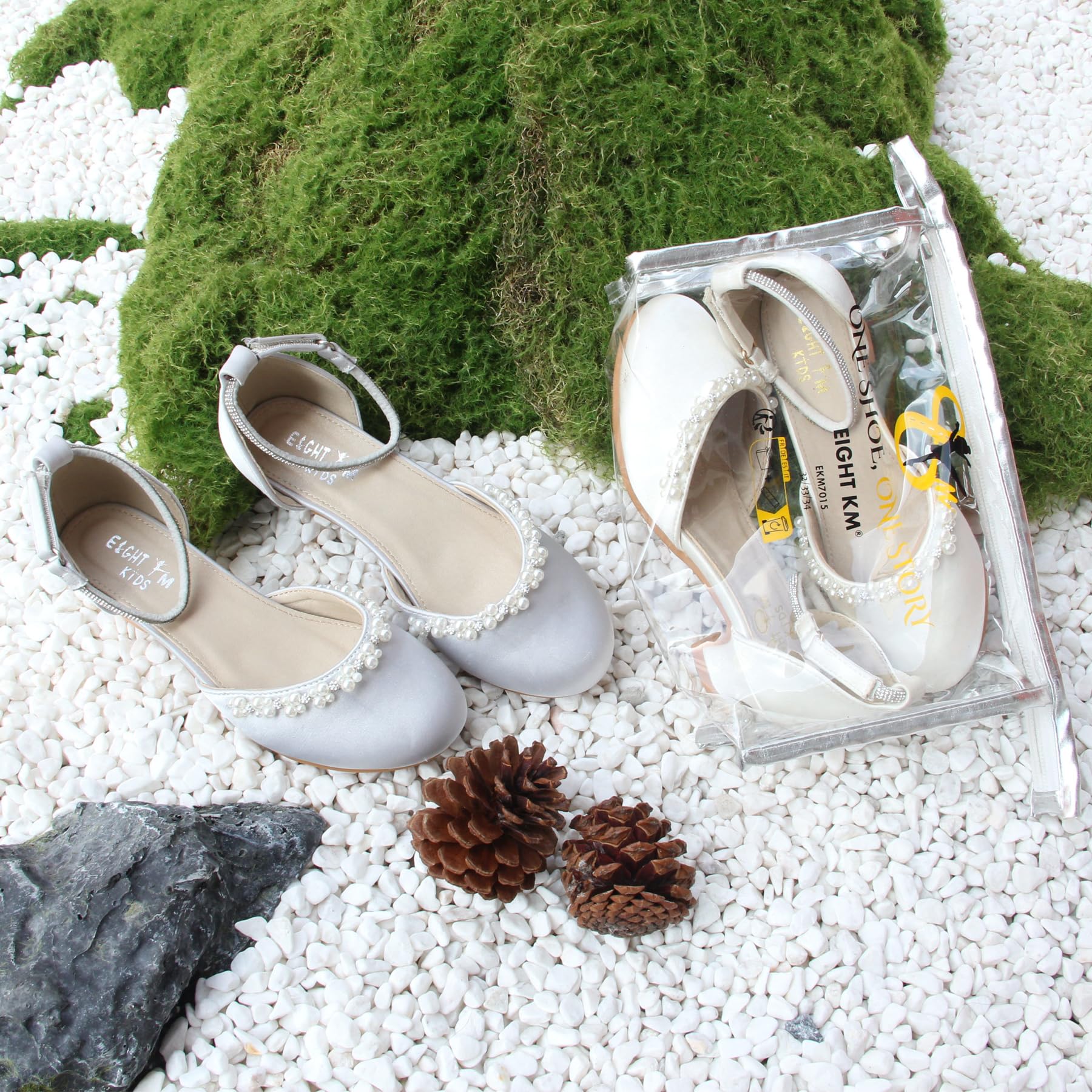 EIGHT KM - Mädchen High Heel Kleid Schuhe - Glattes Seidenperle - Prinzessin Hochzeit Schuhe Party Pumps