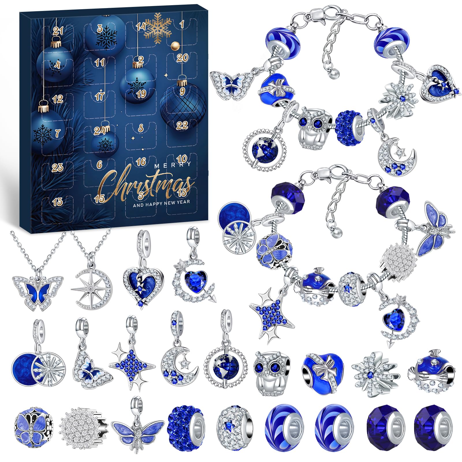 PITMT Calendario Avvento 2025 Donna Bambina, Calendario dell Avvento Donna Gioielli Charms Fai da Te, Calendari Natale Braccialetti Ciondoli Collane Regali Natale per Bambin e Adulti
