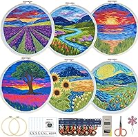 Vista 10 de Maydear Kit de Bordado para Principiantes Patrones Kit de Aguja de Punzón, Kits de Punto de Cruz, Kit de Inicio de Bordado Estampado Francés