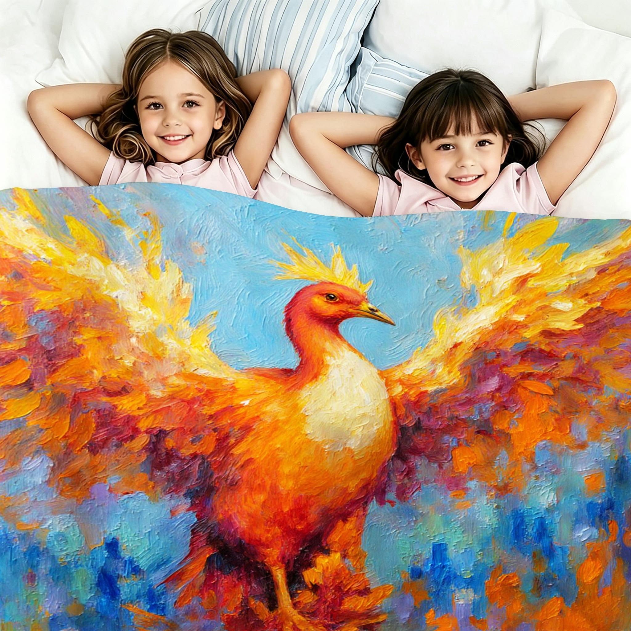 Manta Grande 180x220 cm Pájaro Naranja Polar Franela Térmica-A94