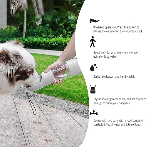 Miniatura 6 de Cappaw Botella de agua para perros para caminar dispensador de agua portátil para perros diseño multifuncional y desmontable paquete de alimentos