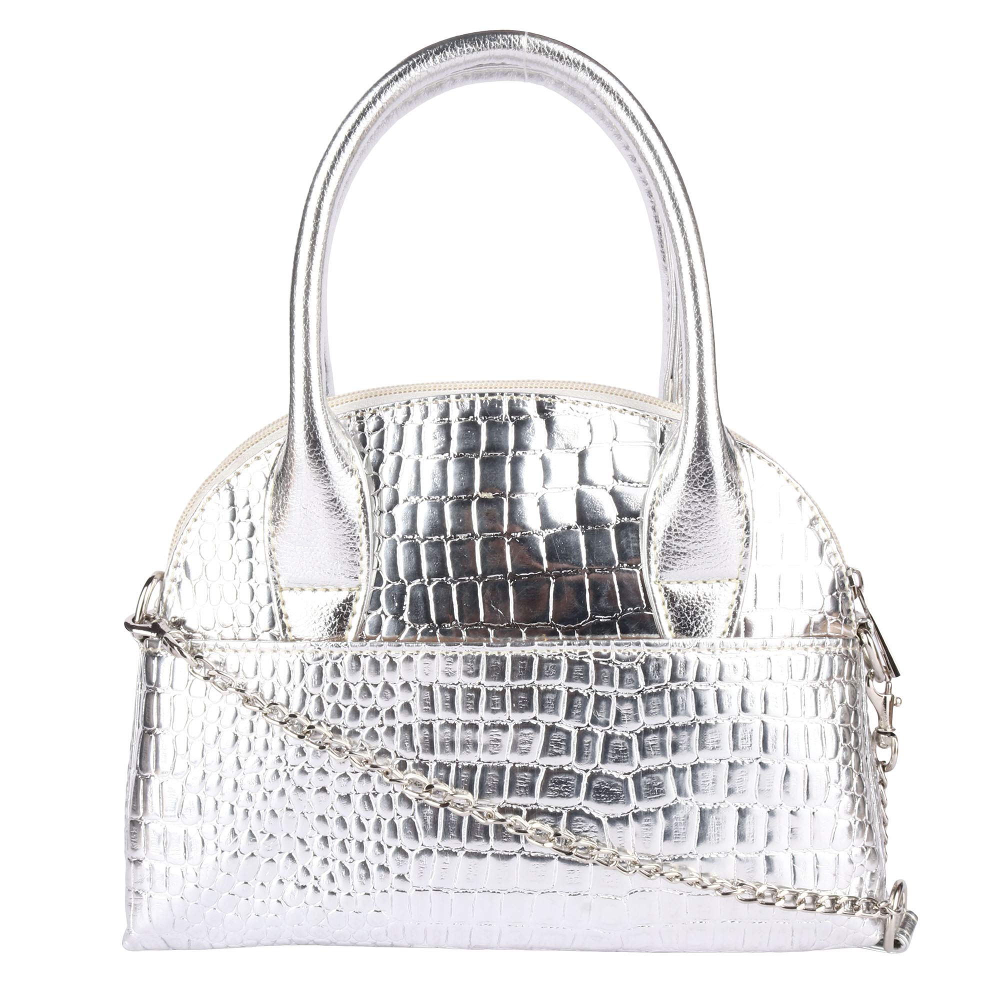Antin Womens Silver Croco Texture Handbag/Sling Bag/Shoulder Bag (B08M9CKB8D) Amazon Price History, Amazon Price Tracker