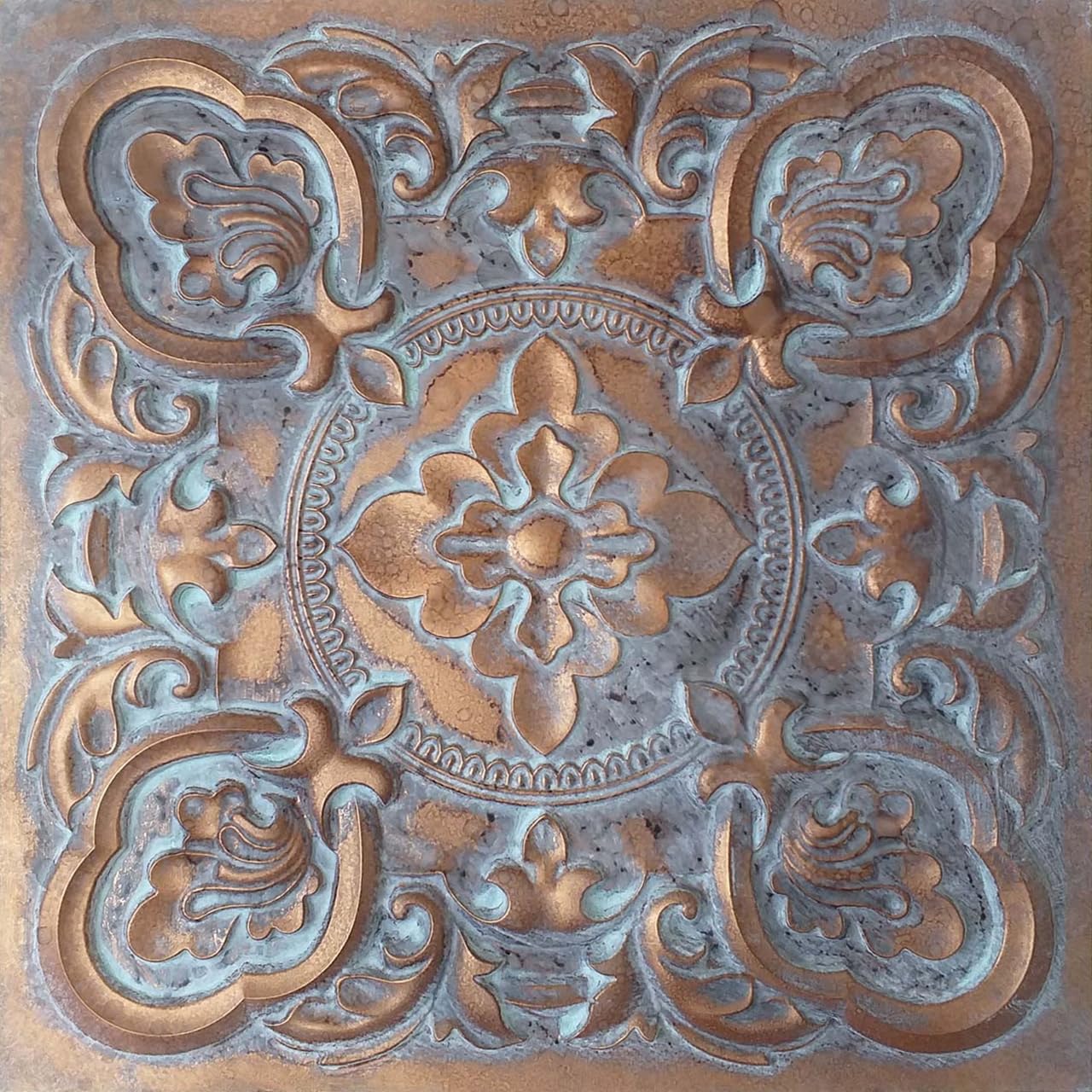 From Plain To Beautiful In Hours DCT30 Gaby PVC 2' x 2' Glue-up or Lay-in Ceiling Tile (Covers / 300 sq.ft), Weathered Copper, 75 Piece