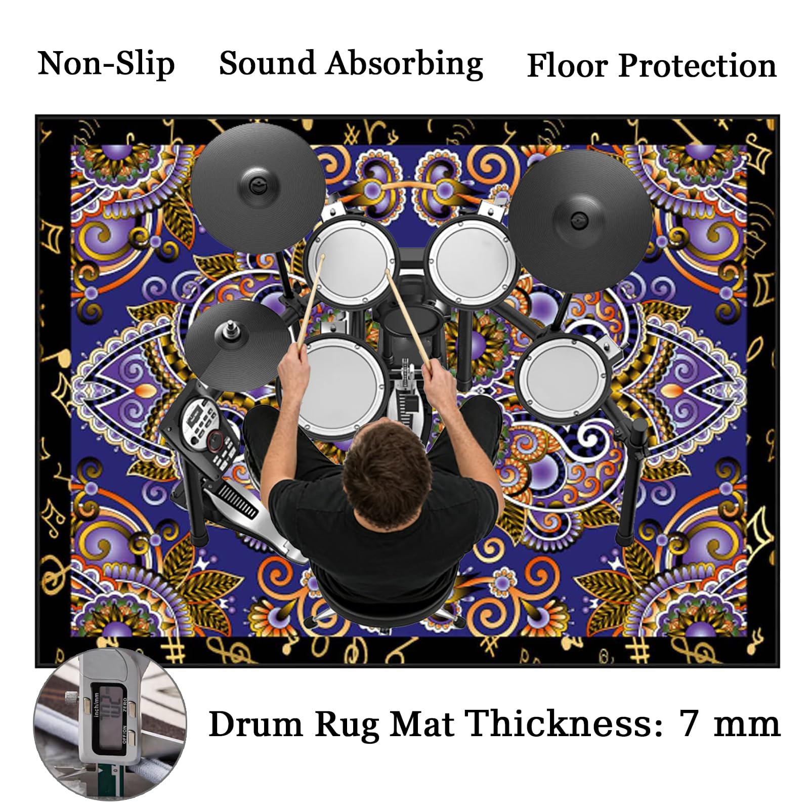 120 x 90 cm Mata perkusyjna dźwiękoszczelna mata bębnowa antypoślizgowa mata do perkusji akustycznej duża werbel zestawy perkusji elektronicznych instrumenty muzyczne mata podłogowa