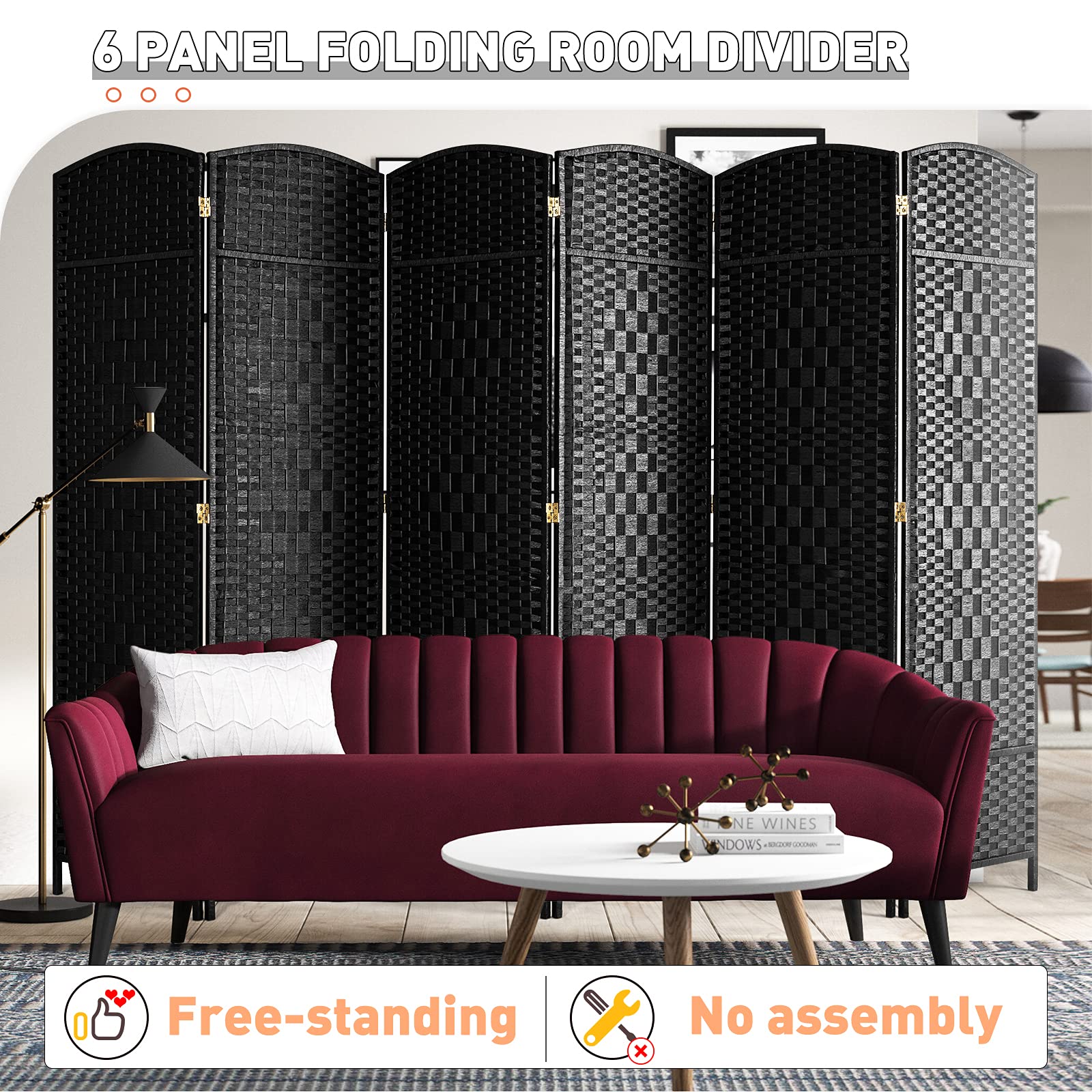 oneinmil Room Dividers, 6ft Tall Folding Room Divider, Freestanding 6