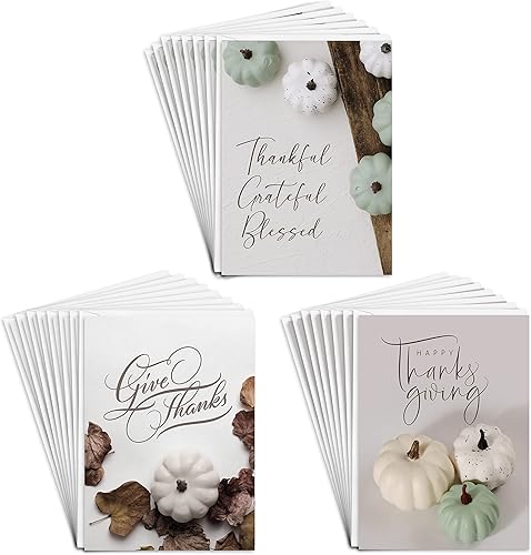 easykart labels 24 tarjetas de Acción de Gracias con sobres y calcomanías de sellado, 7.25 x 5.5 pulgadas, tamaño grande para apreciación del