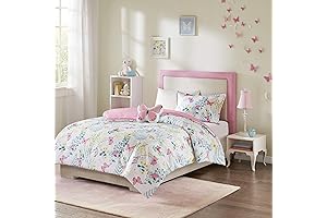 Mi Zone Kids Cynthia Comforter for Girls, Butterfly Print, Pink, Full/Queen, 4-Piece Bedding Set