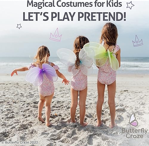 Miniatura 6 de Butterfly Craze Girls Fairy Angel or Butterfly Wings  Costume Accessories for Parties  Colors Blue Green Pink Purple
