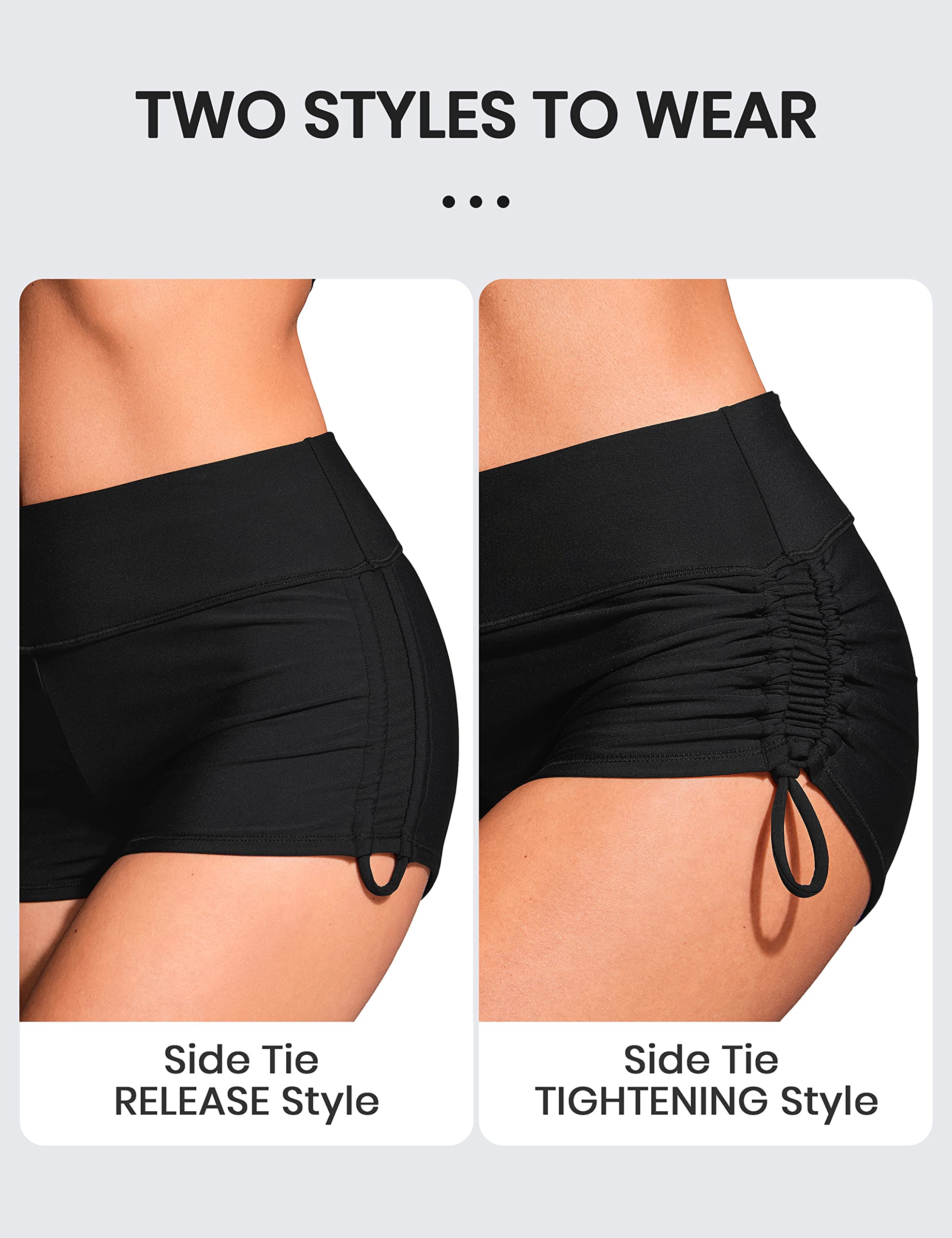 CRZ YOGA Pantaloncini da Bagno da Donna a Vita Alta con Increspature Laterali Regolabili