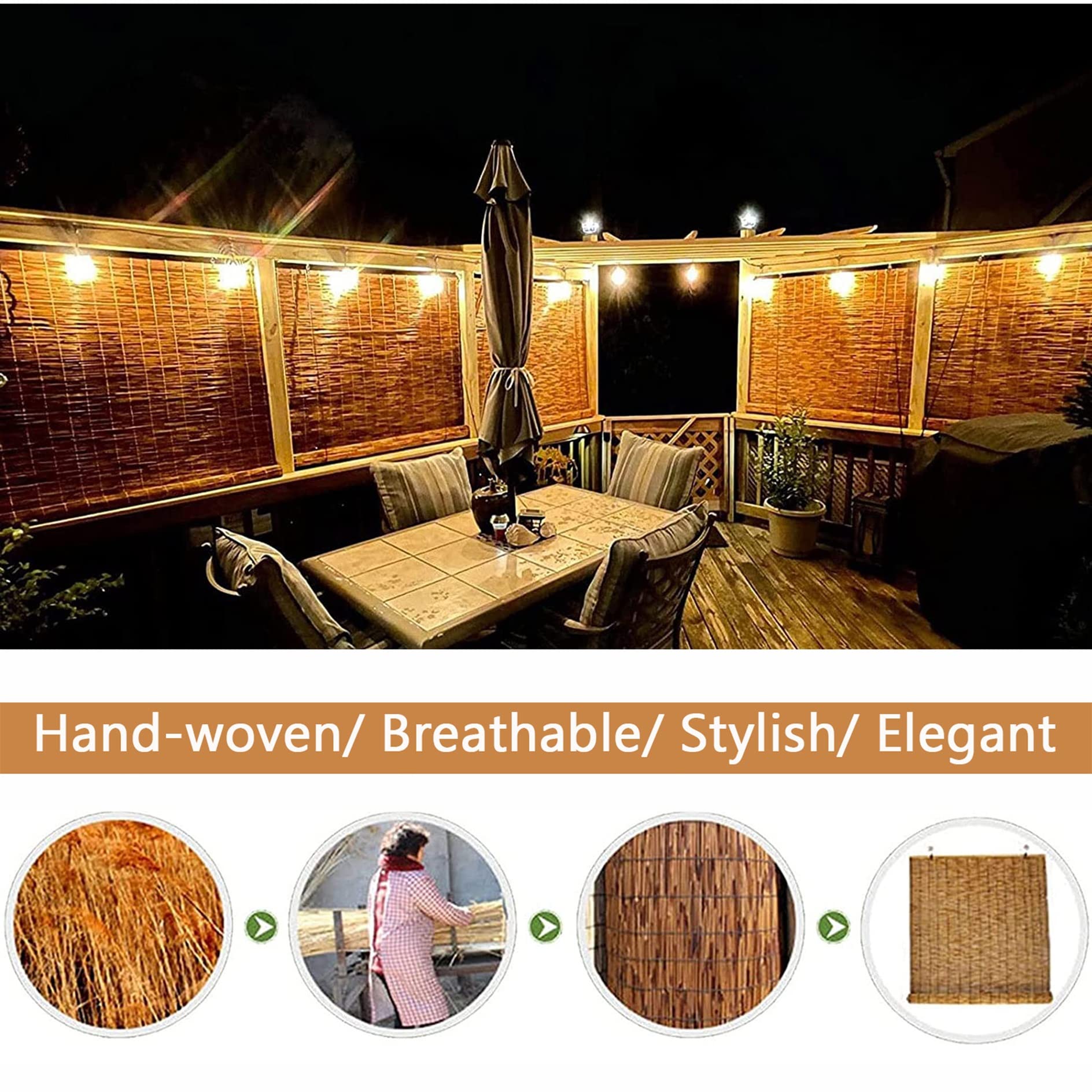 Duchunsheng Licht Filtering Roll Up Bamboe Blinds, Tuin Roller Bamboe
