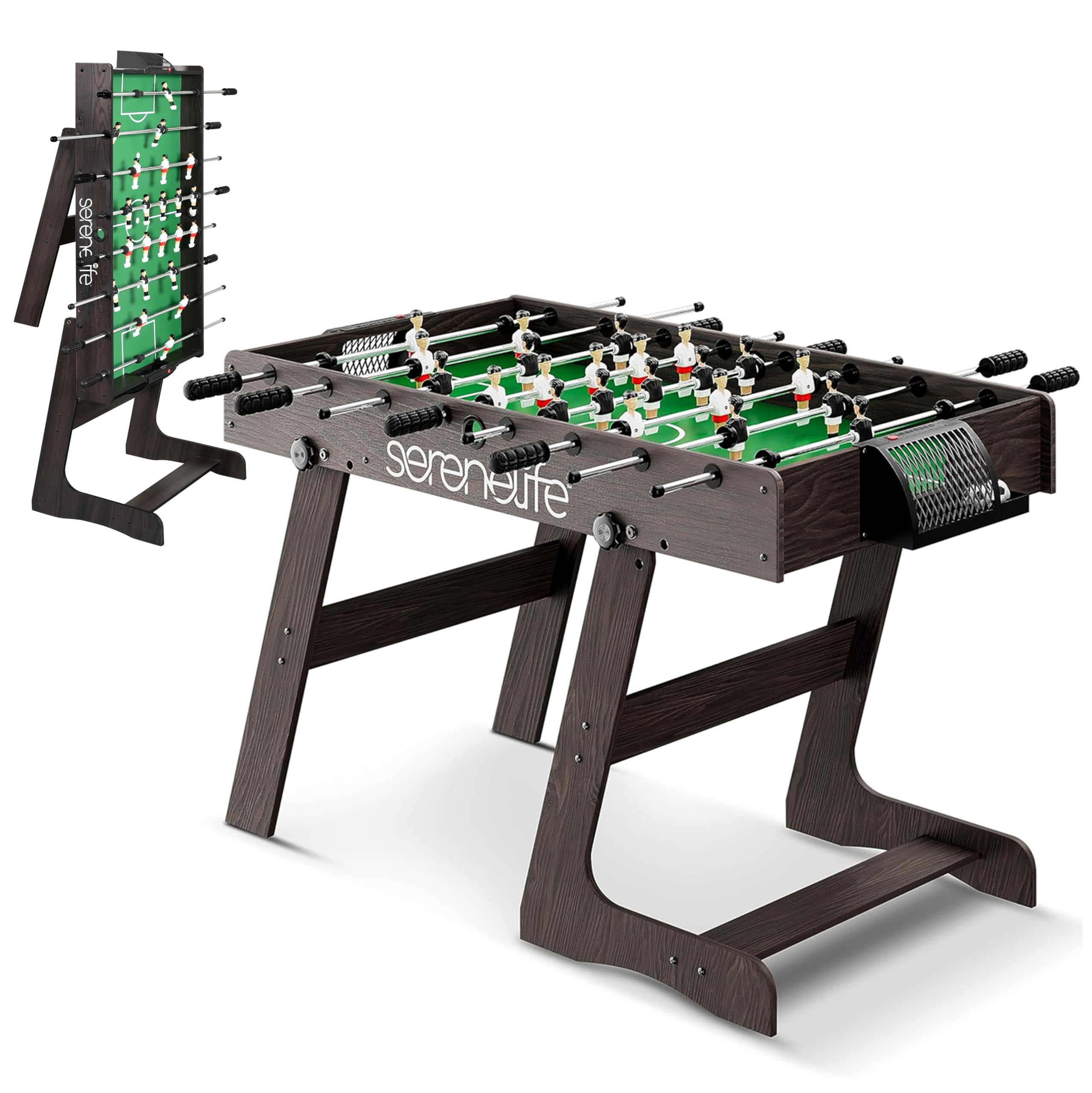SereneLife Table de Babyfoot 120 cm – Babyfoot Pliable avec 2 Ballons, Table de Football pour Enfants et Adultes