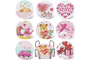 UPINS Valentine's Day Diamond Art Painting Coasters for Drinks