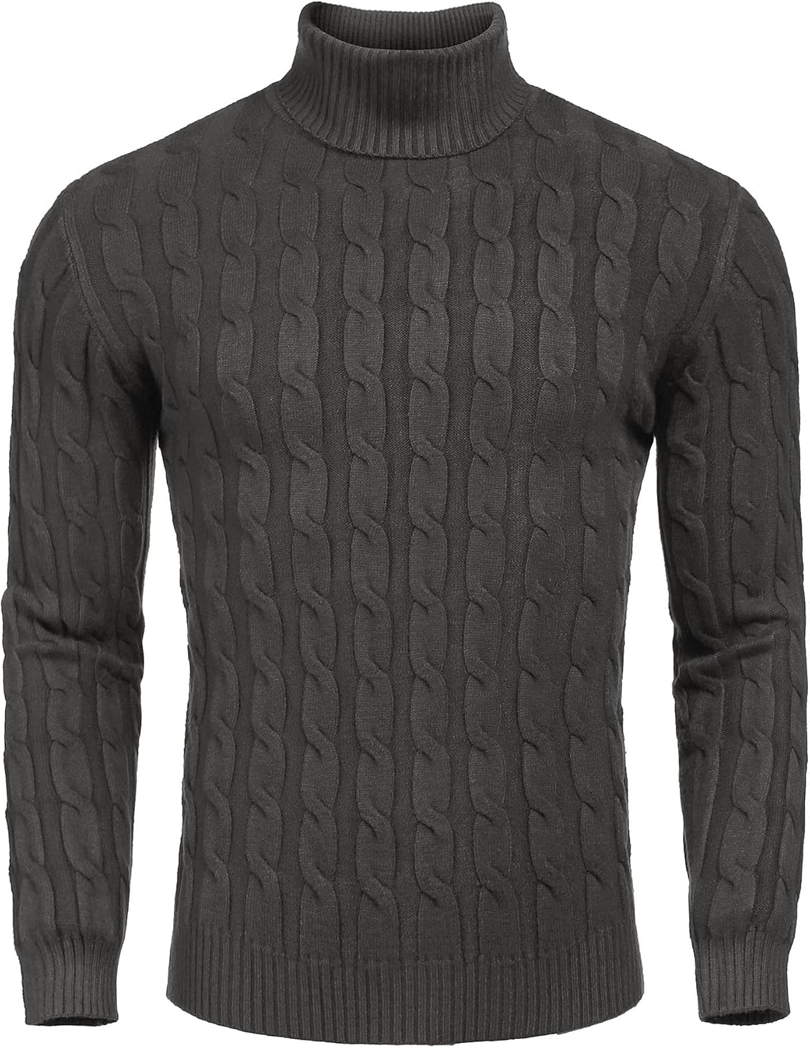 COOFANDY Men's Slim Fit Turtleneck Sweater Casual Twisted Knitted Pullover Sweaters