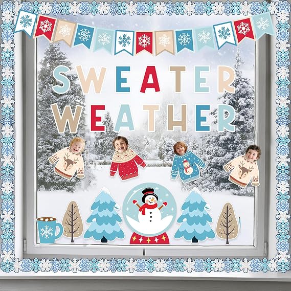 95Pcs Winter Bulletin Board Decoration Set Christmas Classroom Decoration