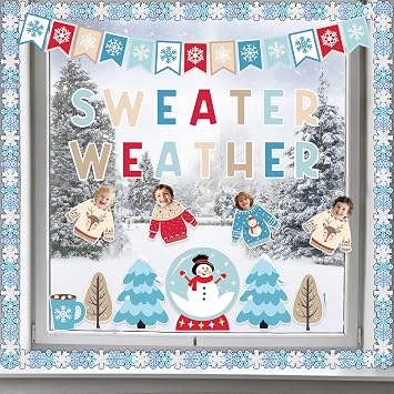 95Pcs Winter Bulletin Board Decoration Set Christmas Classroom Decoration