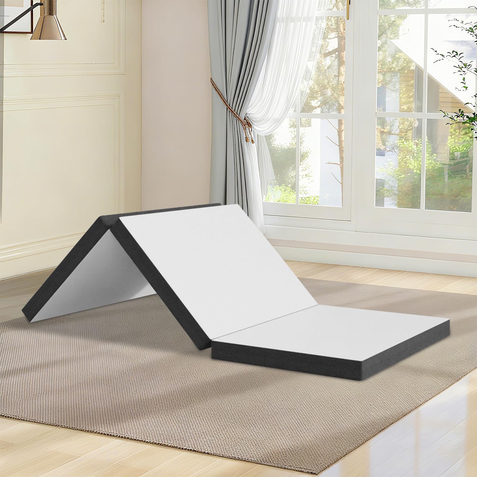 NiamVelo 3 inch Tri-Fold Twin Folding Mattress - Luxurious Memory Foam Mattress, Tandem Bedspread, Perfect for College Dorms and Compact Spaces -