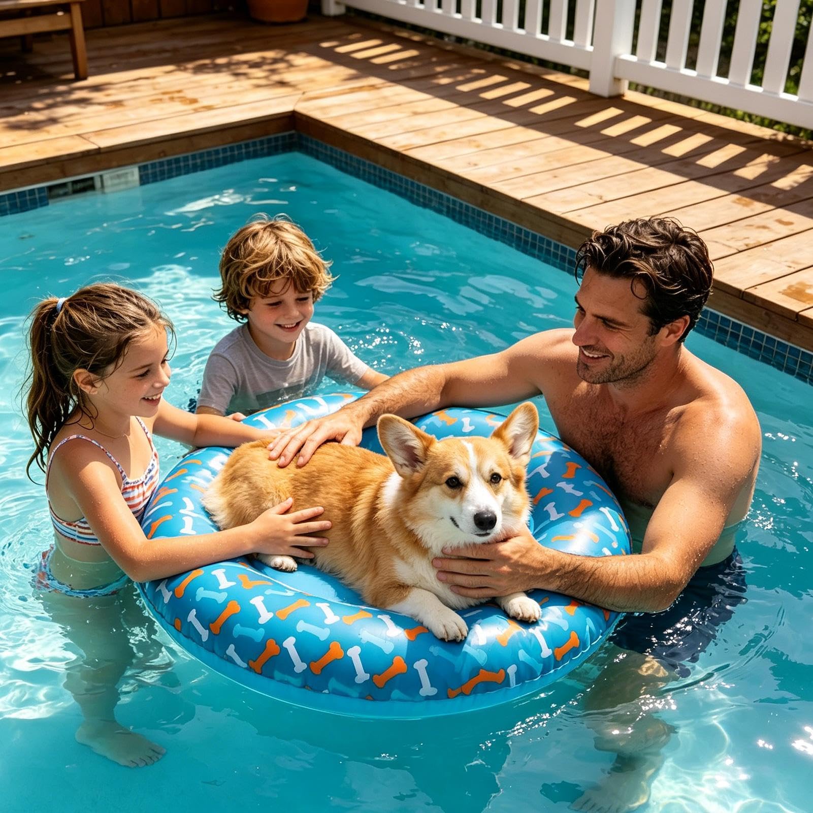 Schwimmende Hundeliege - Auslaufsicheres aufblasbares Antirutsch-PVC | Hund Pool Floß,für Strandspiele Wasserparty See Entspannen, kleine und mittlere Rassen