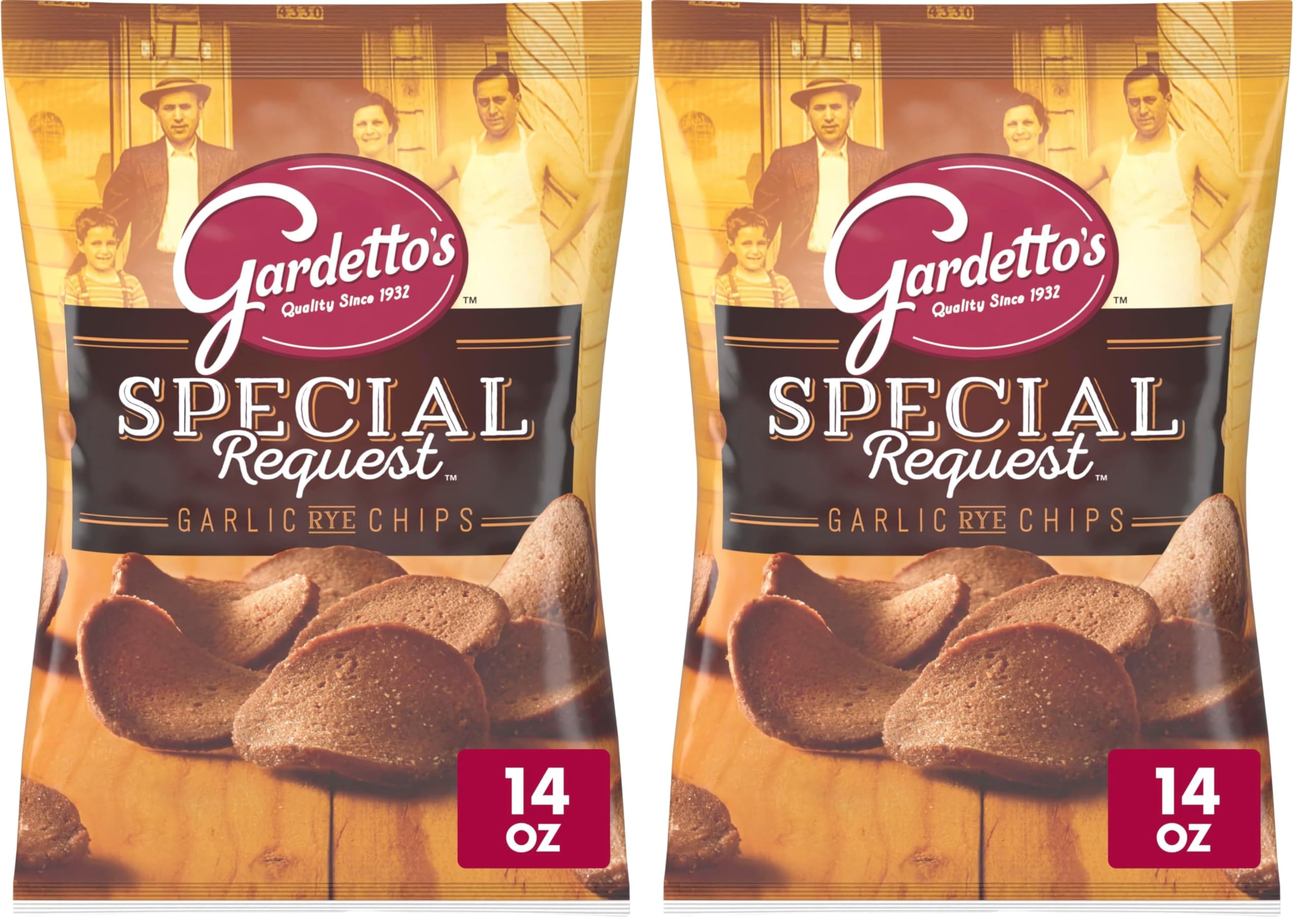 Snack Mix, Roasted Garlic Rye Chips, 14 oz (Pack of 2)