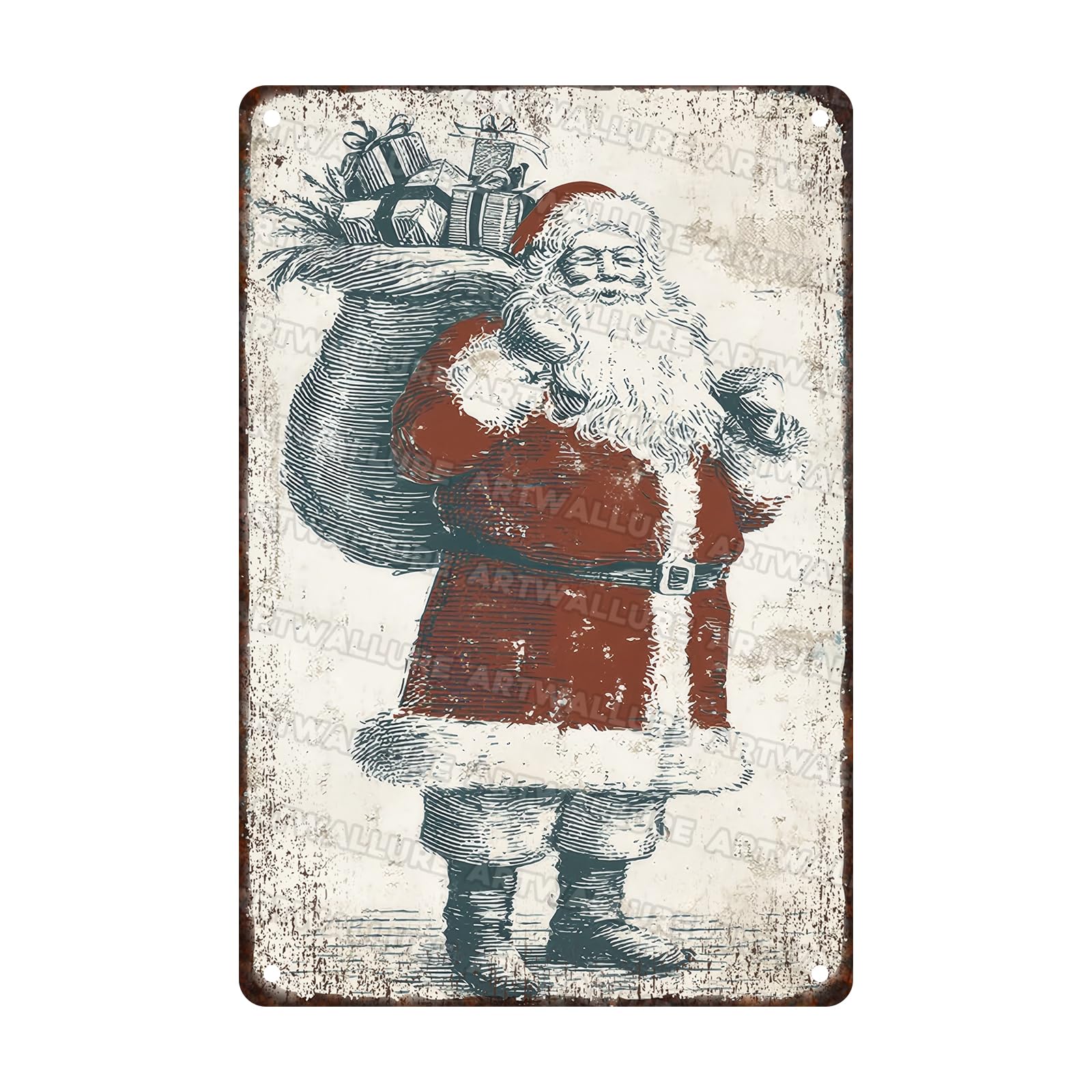 Retro Santa Claus Metal Wall Plaque Nostalgic Yard Decor for Snowman Gathering Corners Enchanted Winter Evenings 8x12inch