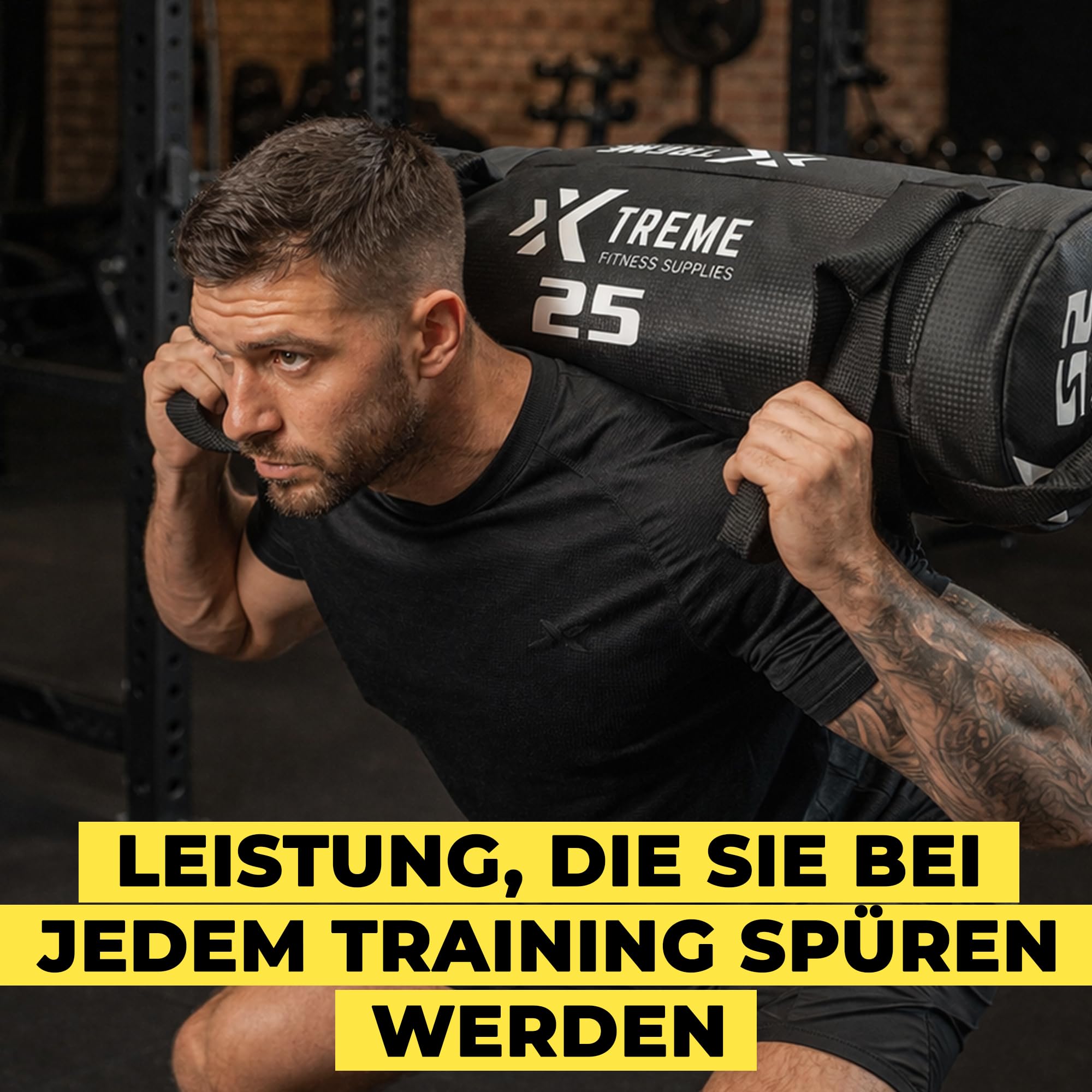 Premium Power Bag 5-25 kg, Robuster PVC Gewichtssack mit Griffen, Vielseitiger Sandbag für funktionelles Training, CrossFit, Hyrox Workouts, Kraft & Ausdauer