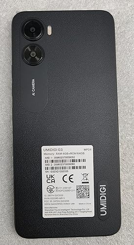 Miniatura 8 de UMIDIGI G3 Android 13 Teléfono celular desbloqueado Dual Sim 4G LTE, 4GB+64GB expandible 1TB con 4* A53-Cortex de 2.0GHz, 6.52 pulgadas HD, 13MB+5MB