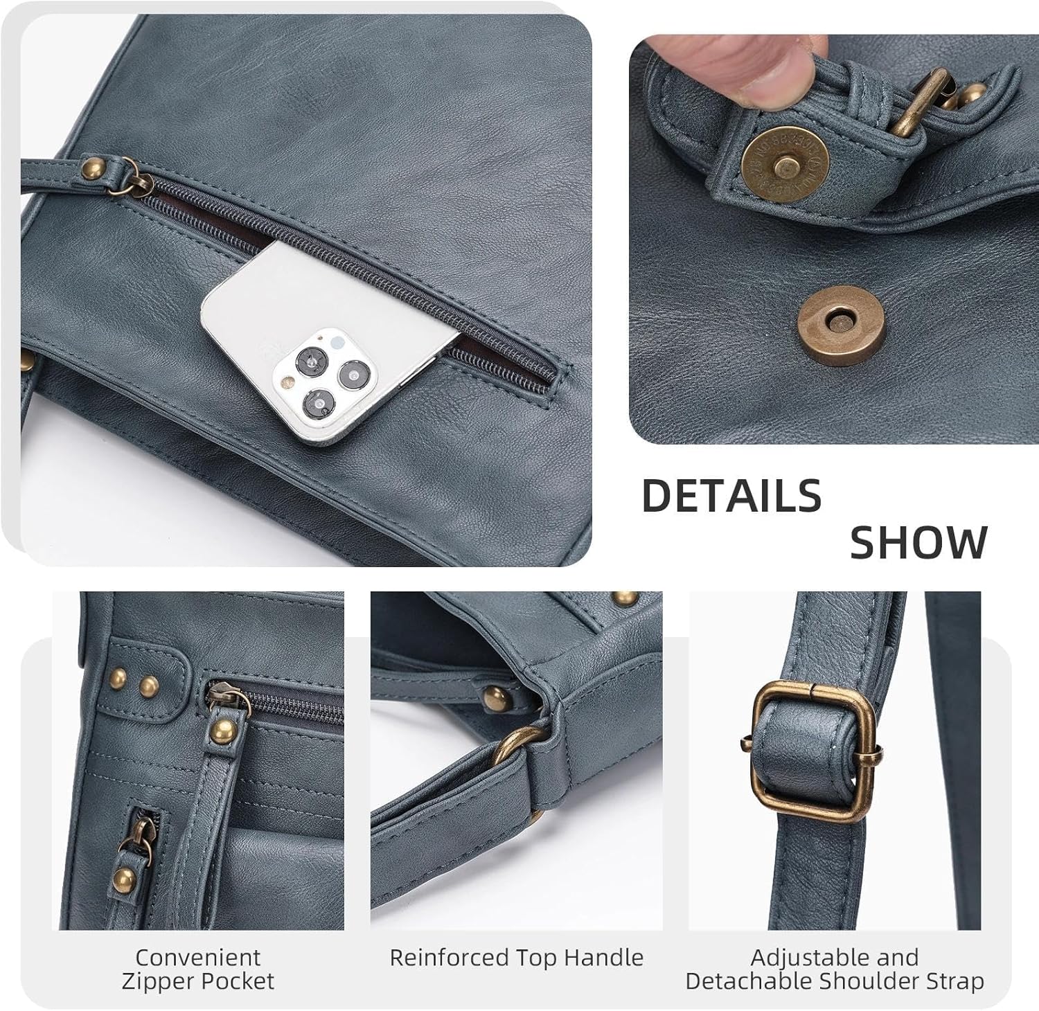 KL928 Crossbody Bags for Women, Multi Pocket Shoulder Bags, Medium PU Leather Cross Body Purses - Image 6