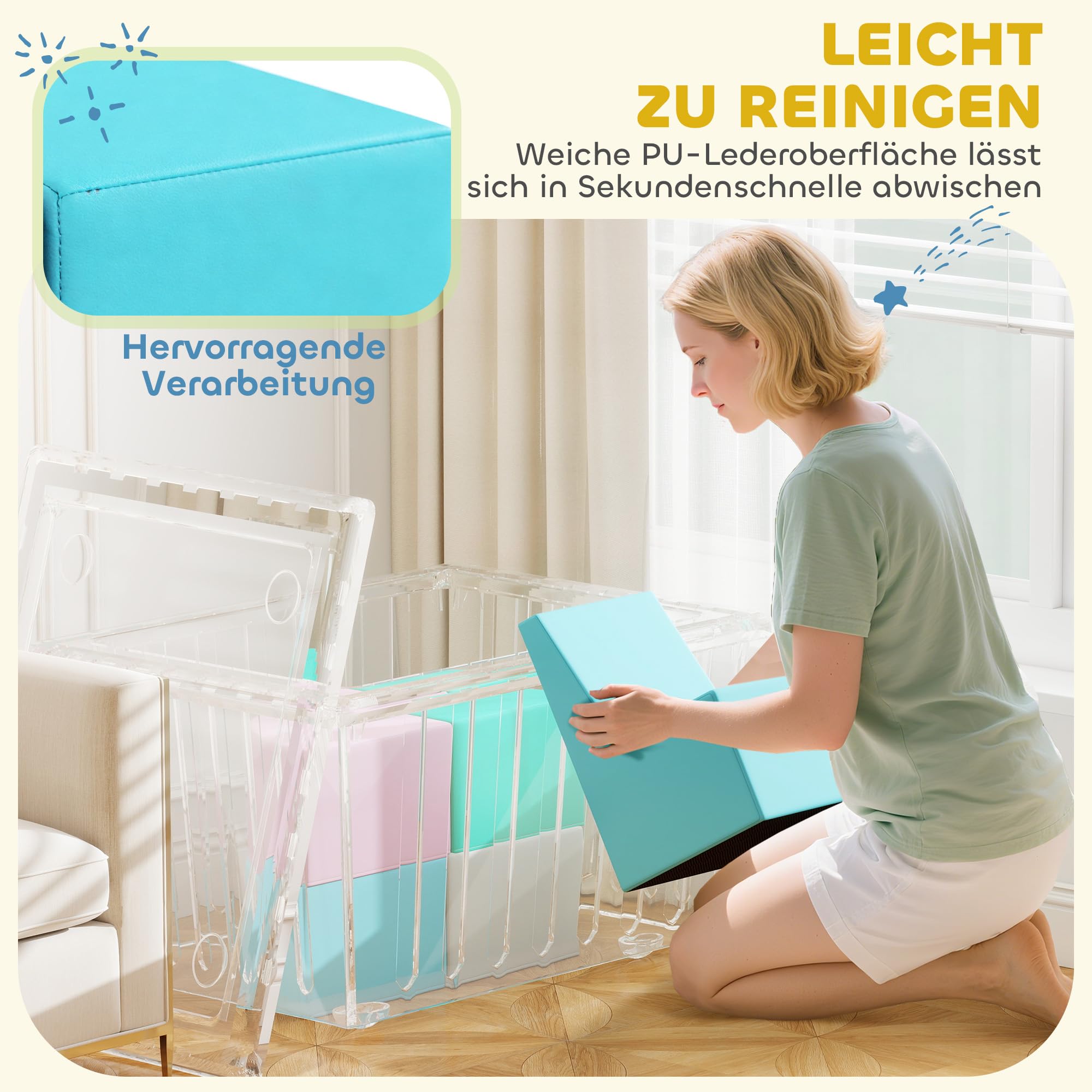 AIYAPLAY 8 TLG. Schaumstoff Bausteine für Baby & Kleinkinder Mehrfarbig | Kinder Softbausteine, mit Tisch- und Stuhldesign, Klettern Bauklötze, Weiche Schaumstoffbausteine aus PU, Riesenbausteine