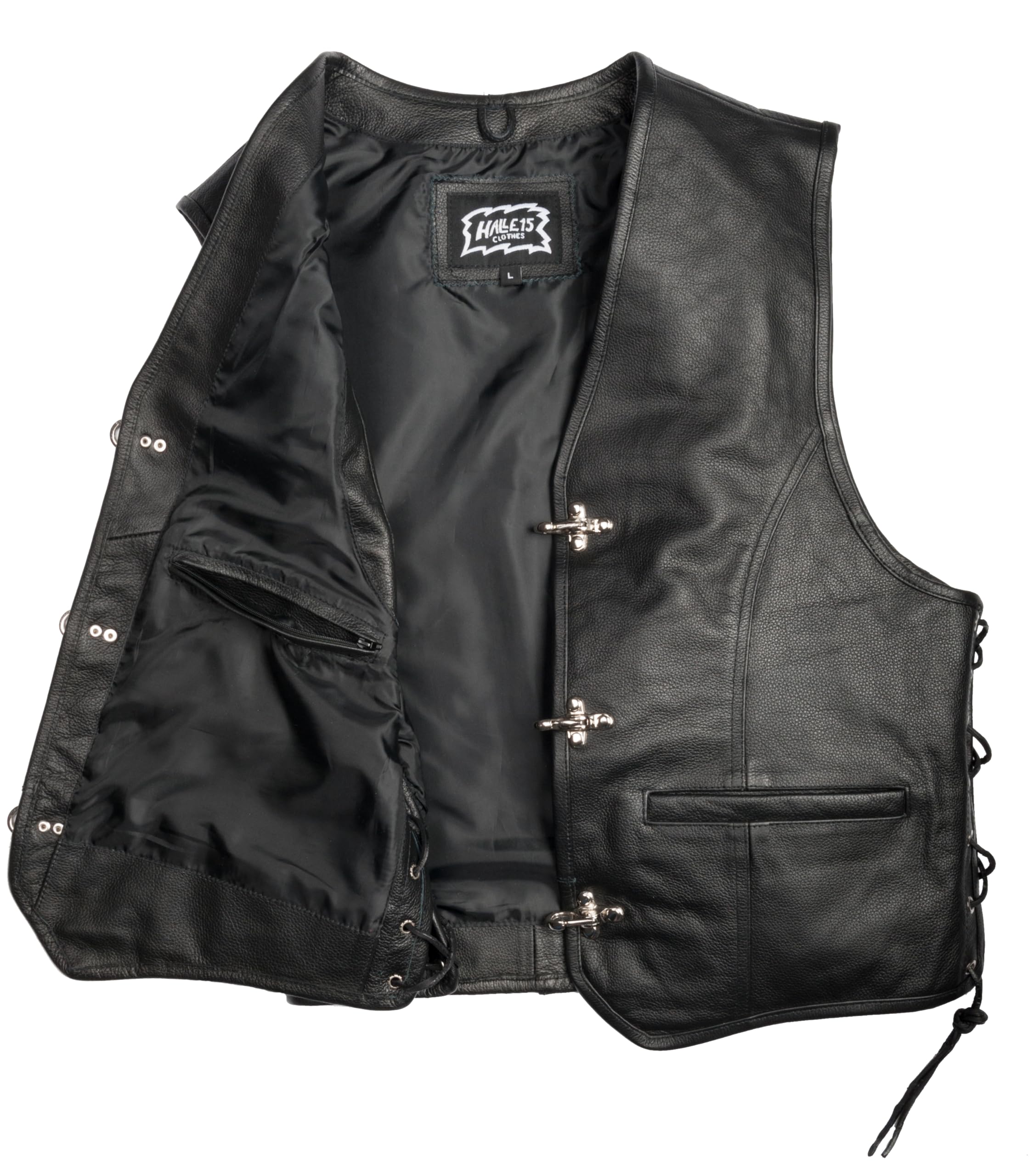 Biker Lederweste mit Schnallen Lederkutte Bikerweste Echtleder H15 Merch !