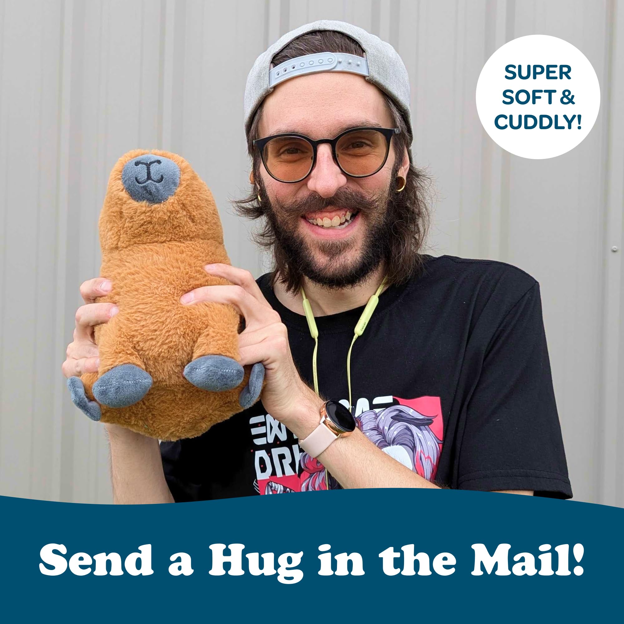 SendAFriend Crouton the Capybara Pflegepaket | Geburtstags-Notizkarte, Plüschtier, 25,4 cm, Unterschrift "Someone Loves You", blaue Box, fertig zum Verschenken
