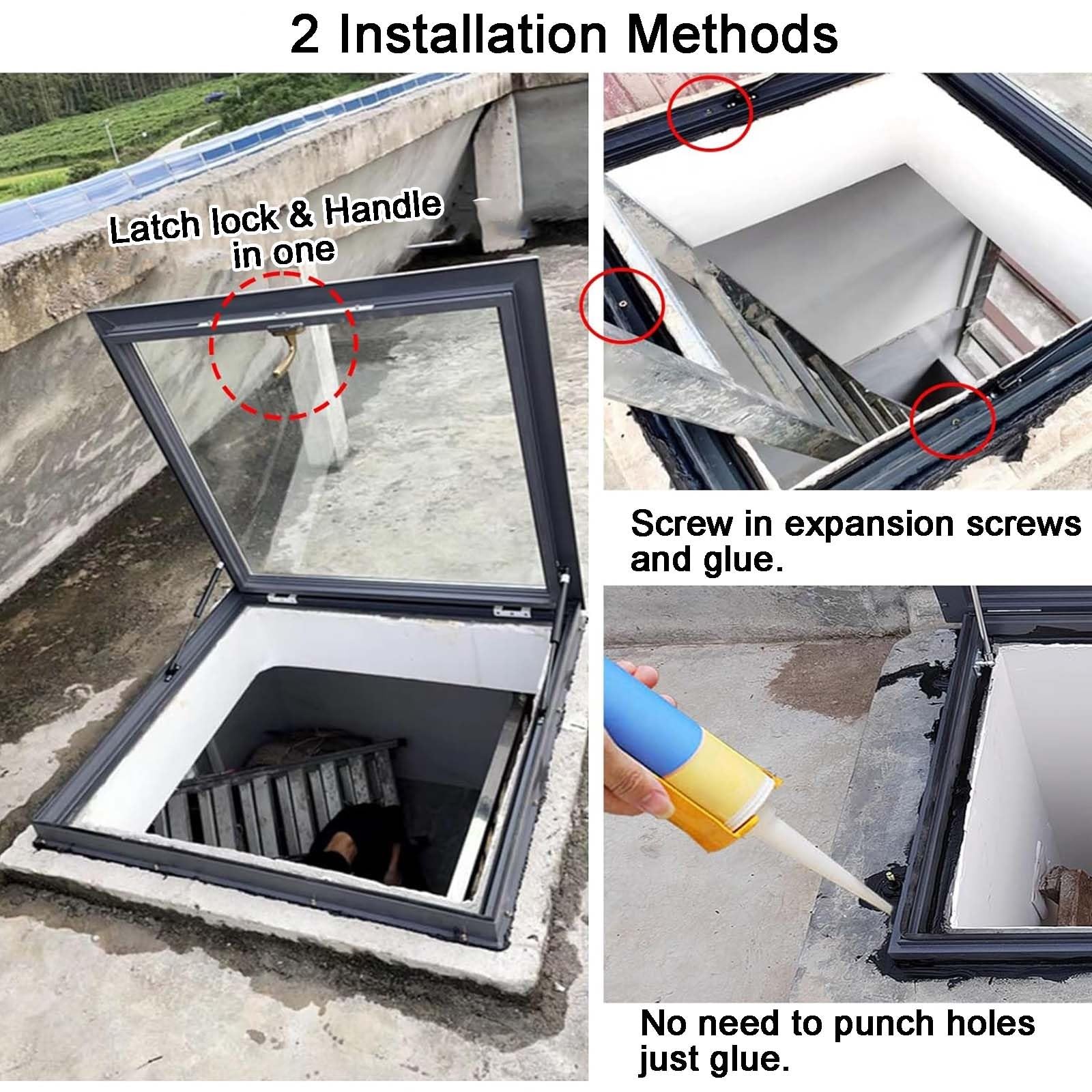 Ventana de Techo, Ventanas de Tejado,Claraboya para Techo, Tragaluz con Ventilación Manual con Vidrio Templado de Doble Capa para Áticos, Sótanos, Cobertizos(LxW 75x100cm/29.5x39.4in)