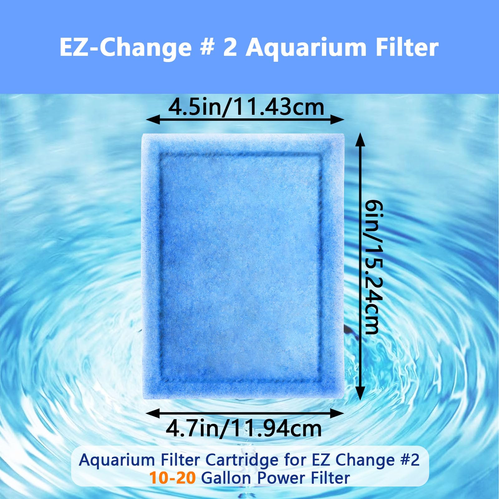 Cartucho de filtro de acuario, compatible con filtros de alimentación AquaTech 10-20, repuesto para AquaTech EZ-Change # 2 (12 piezas)