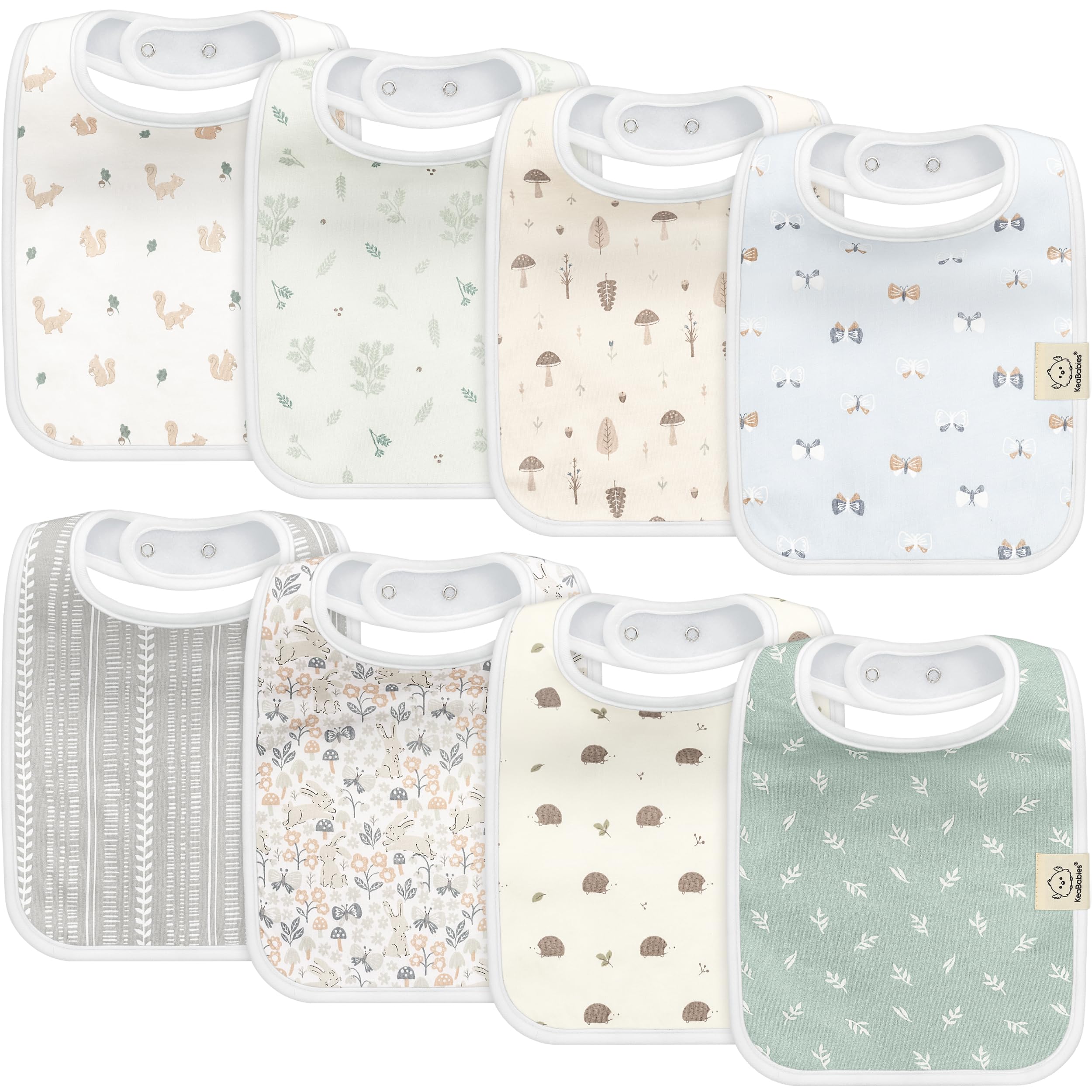 KeaBabies 8-Pack Bio Baby Lätzchen für Jungen, Mädchen – Sabberlätzchen aus Super Saugfähiger Baumwolle für Babys, Zahnende Kleinkinder, Neugeborene, Ultraweich und Maschinenwaschbar (Prairie)