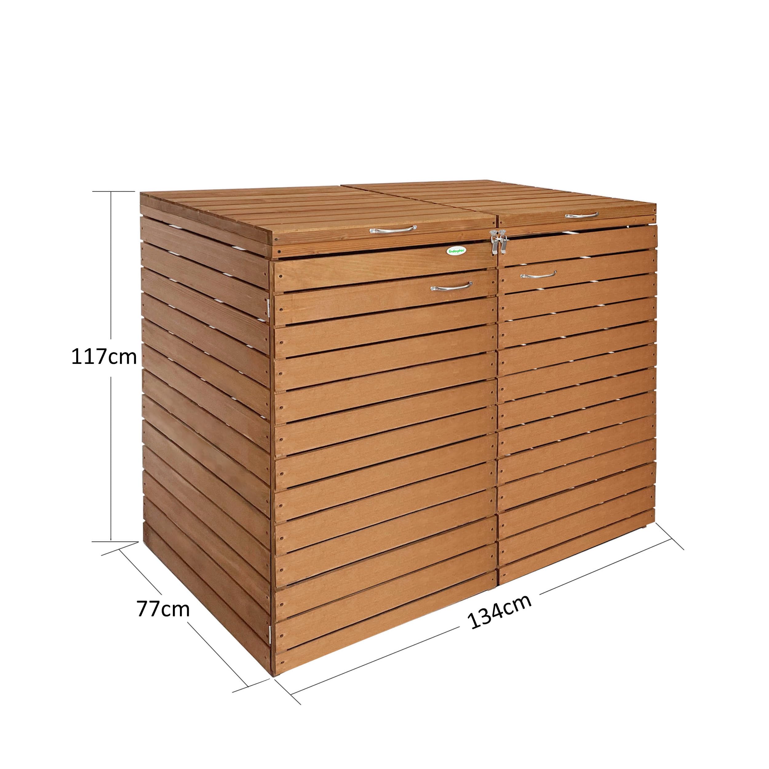 Mülltonnenbox 2er 240 l mit Gasdruckfeder in Anthrazit - Müllbox aus Holz - Mülltonnenverkleidung - Mülltonnen Sichtschutz - Mülltonnenhäuschen Extra Stabil