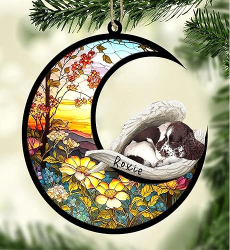 Miniatura 682 de Chow Chow Dog Memorial Suncatcher, adorno de Navidad Chow Chow con nombre, atrapador de pérdida de mascotas, regalos para los amantes de los perros