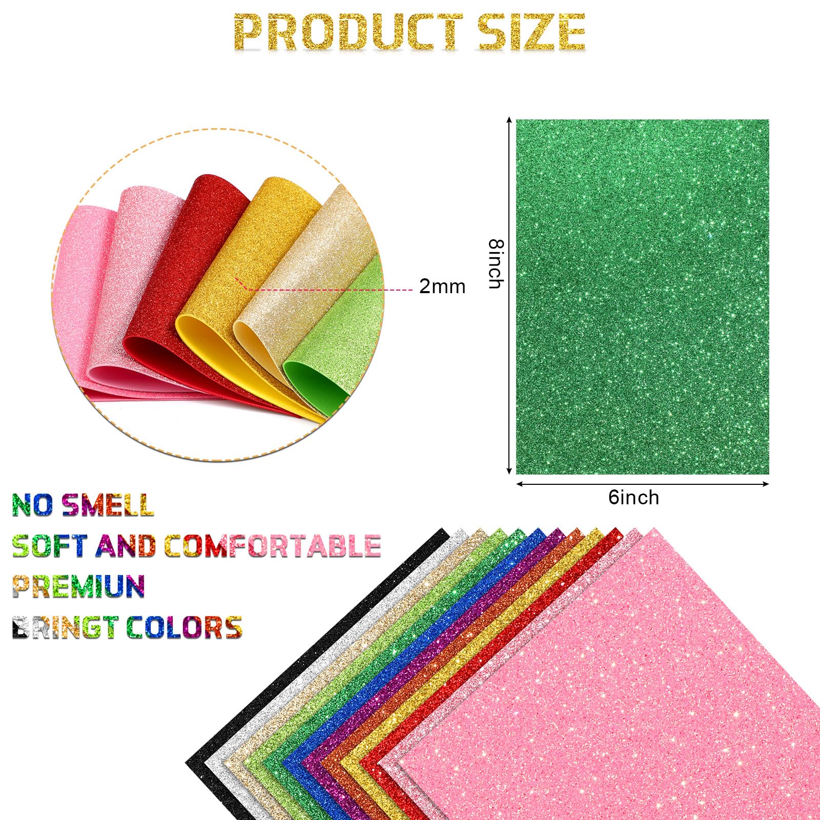 TaoBary Hojas de espuma EVA con purpurina de colores arcoíris para