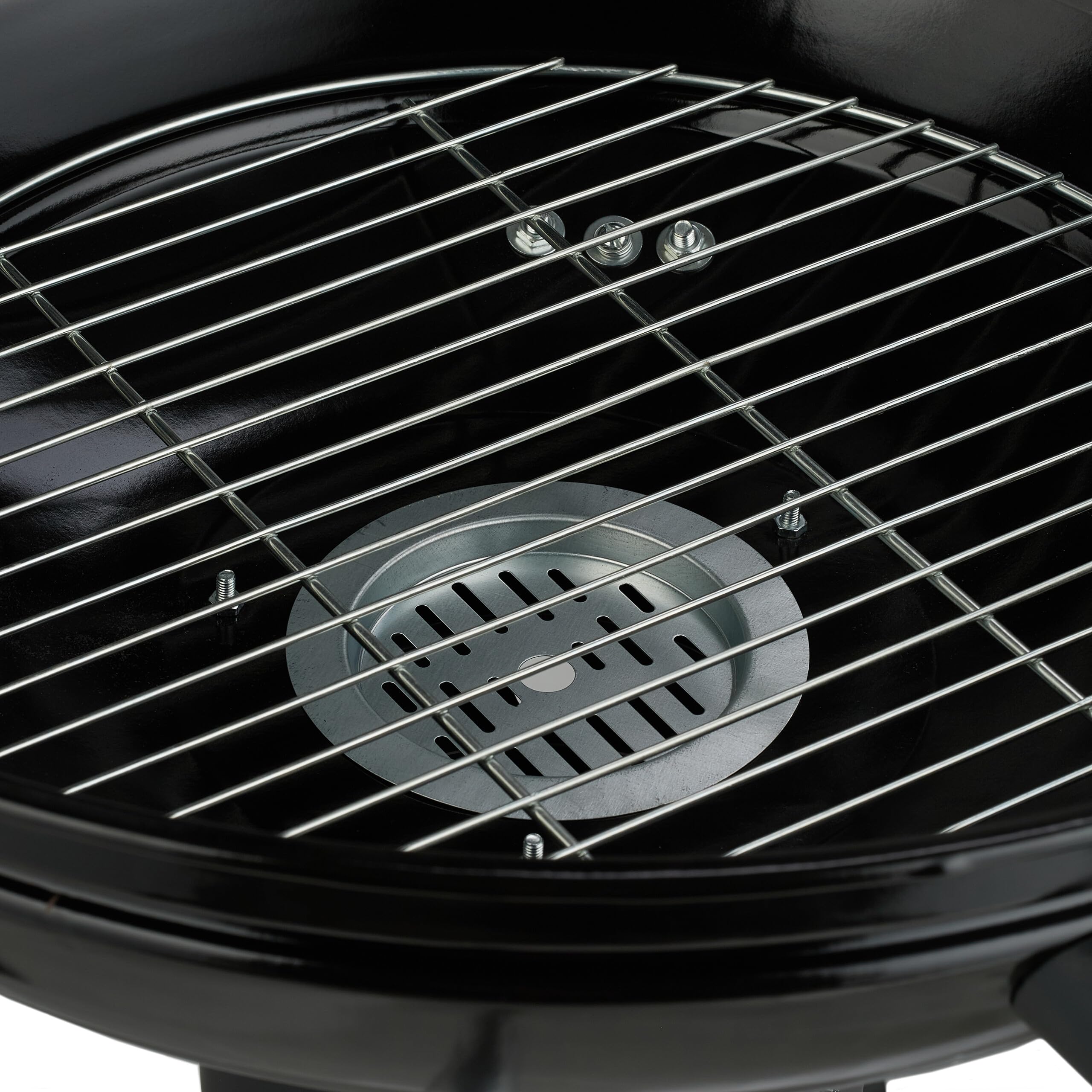 Relaxdays Barbacoa Carbón, 53cm Ø, 2 Rejillas Parrilla, Termómetro, Recogedor Cenizas, Parrillera con Ruedas, BBQ, Negro