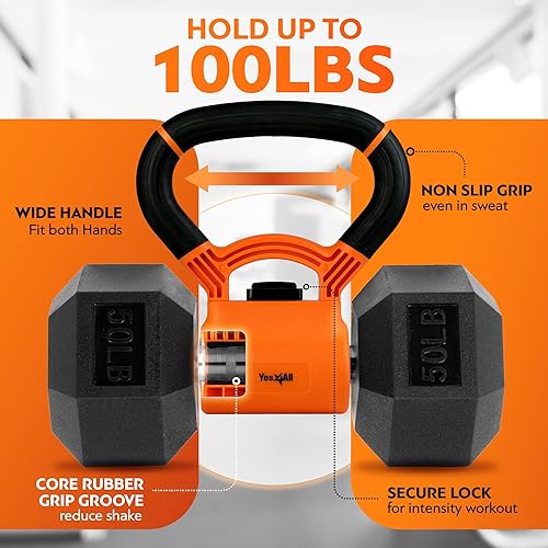Miniatura 3 de Yes4All Agarre de pesas rusas, mango de agarre para mancuernas, convierte las mancuernas en pesas rusas para gimnasio en casa, pesas rusas para