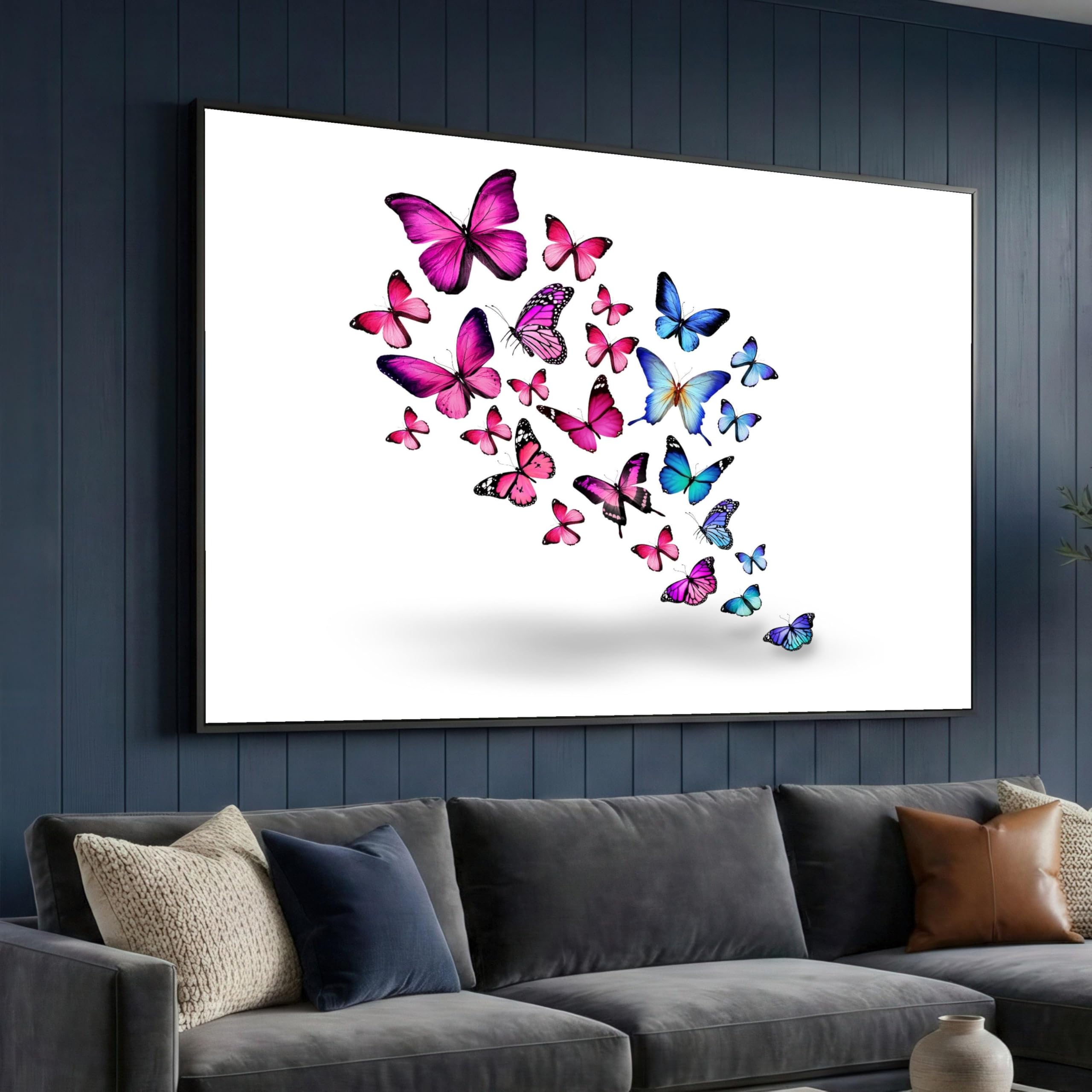 Tableau papillons multicolores pour chambre, décoration intérieure zen 70 x 100 cm - 8