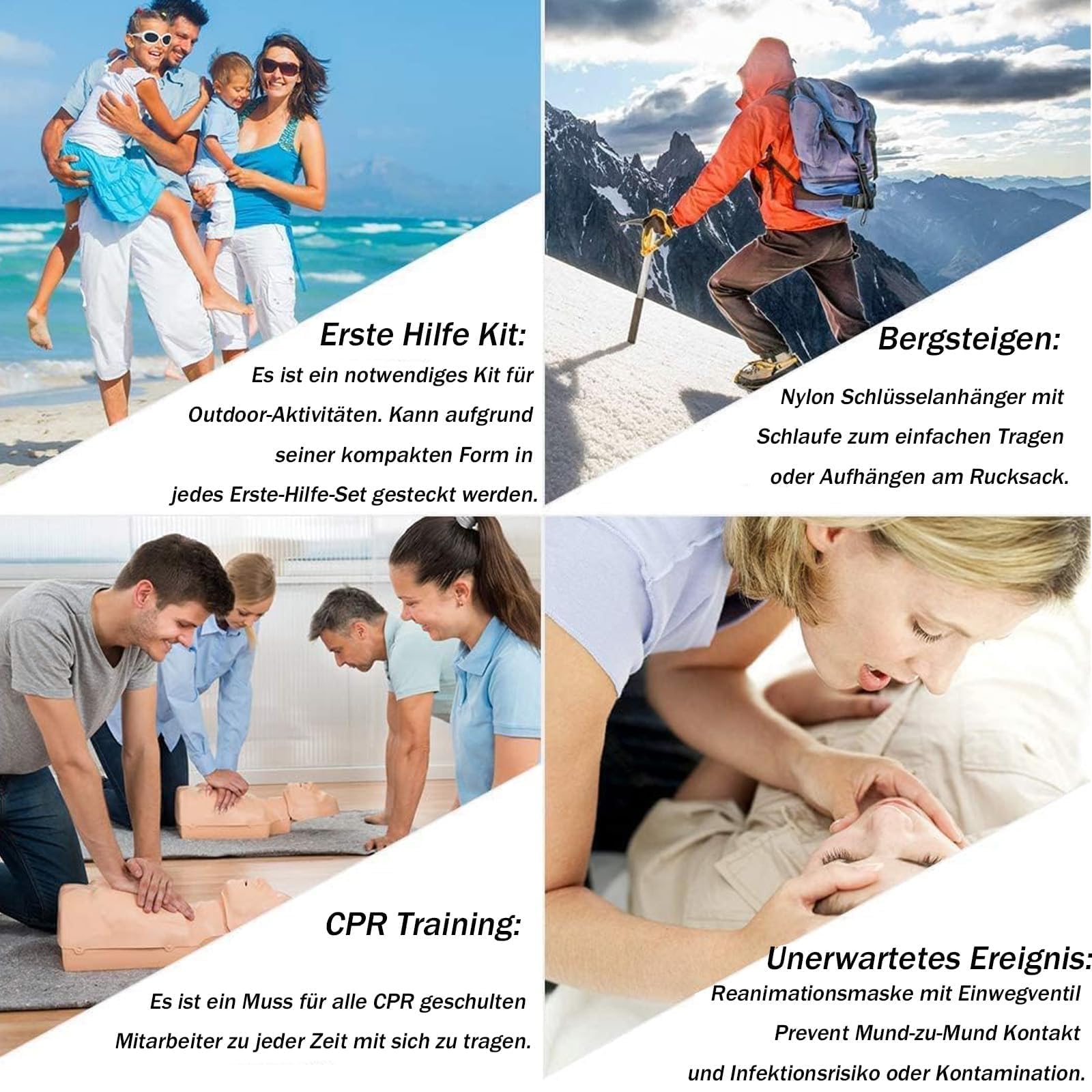 PVFZXS 8 mascherine respiratorie di primo soccorso, maschera di respirazione, portachiavi, panno di respirazione, portachiavi per respirare, bocca a bocca, respiratore, maschera di respirazione Cpr