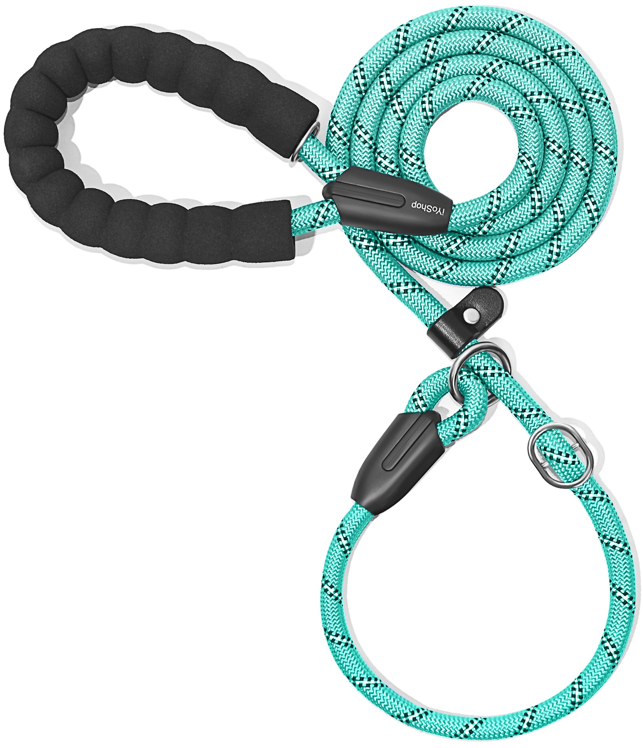 iYoShop Durable Slip Lead Dog Leash with Padded Handle and Highly Reflective Threads, No Pull Dog Training Leash, (1/2" x 6 FT, Teal)
